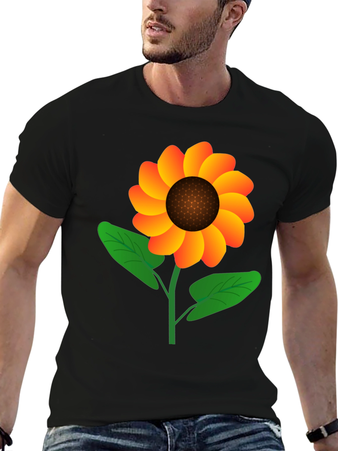 Sunflower Graphic Tee - Black Cotton Blend