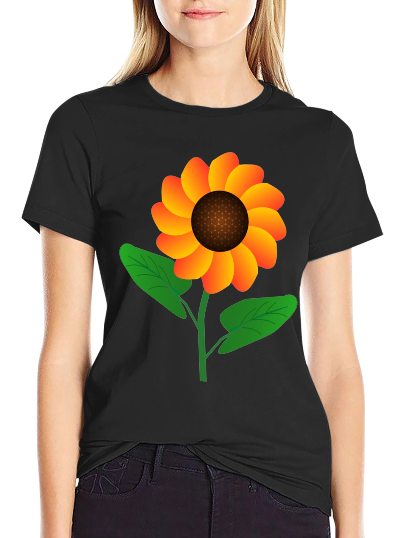 Sunflower Graphic Tee - Black Cotton Blend