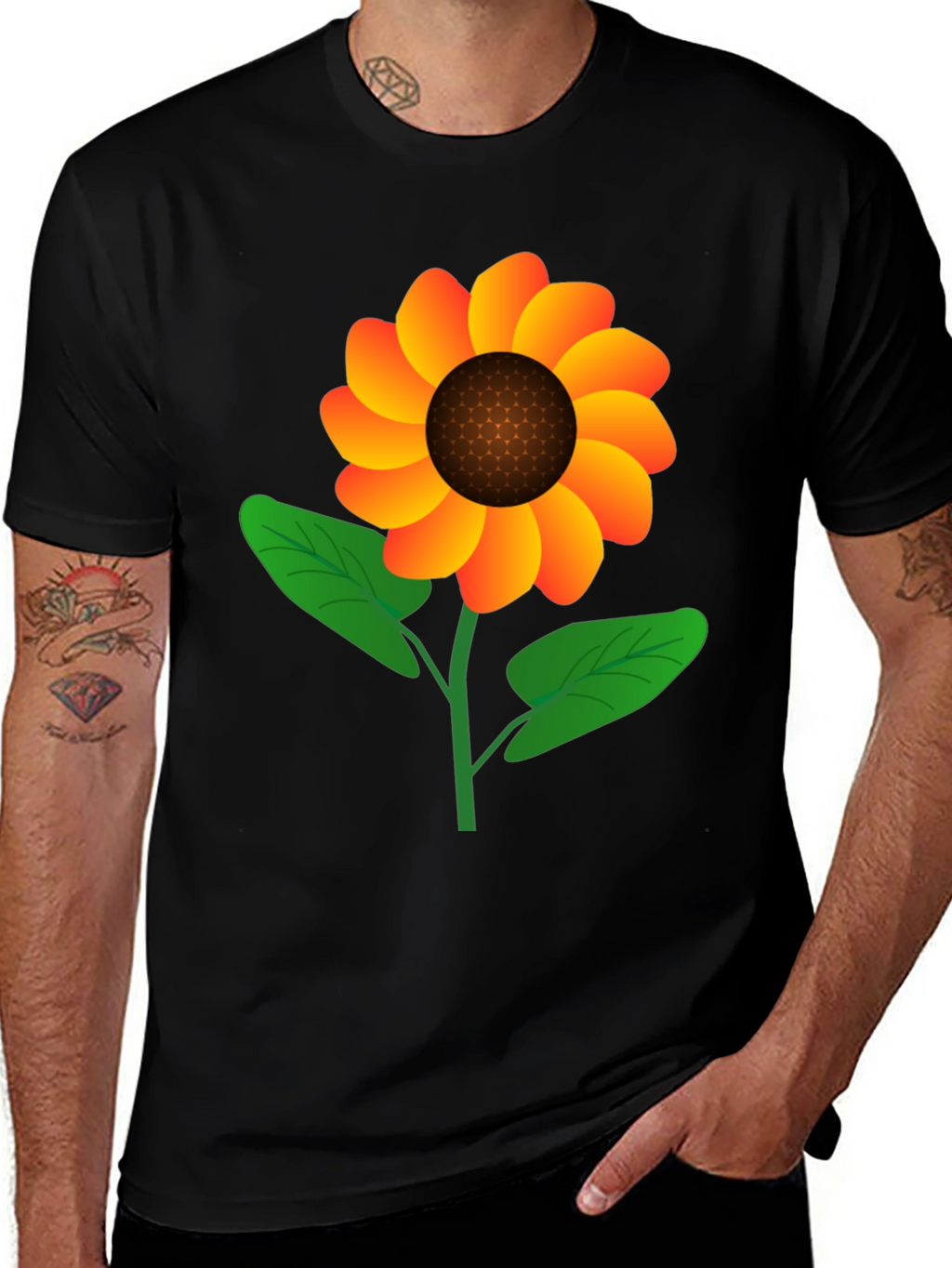 Sunflower Graphic Tee - Black Cotton Blend