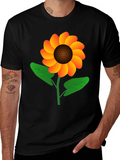Sunflower Graphic Tee - Black Cotton Blend