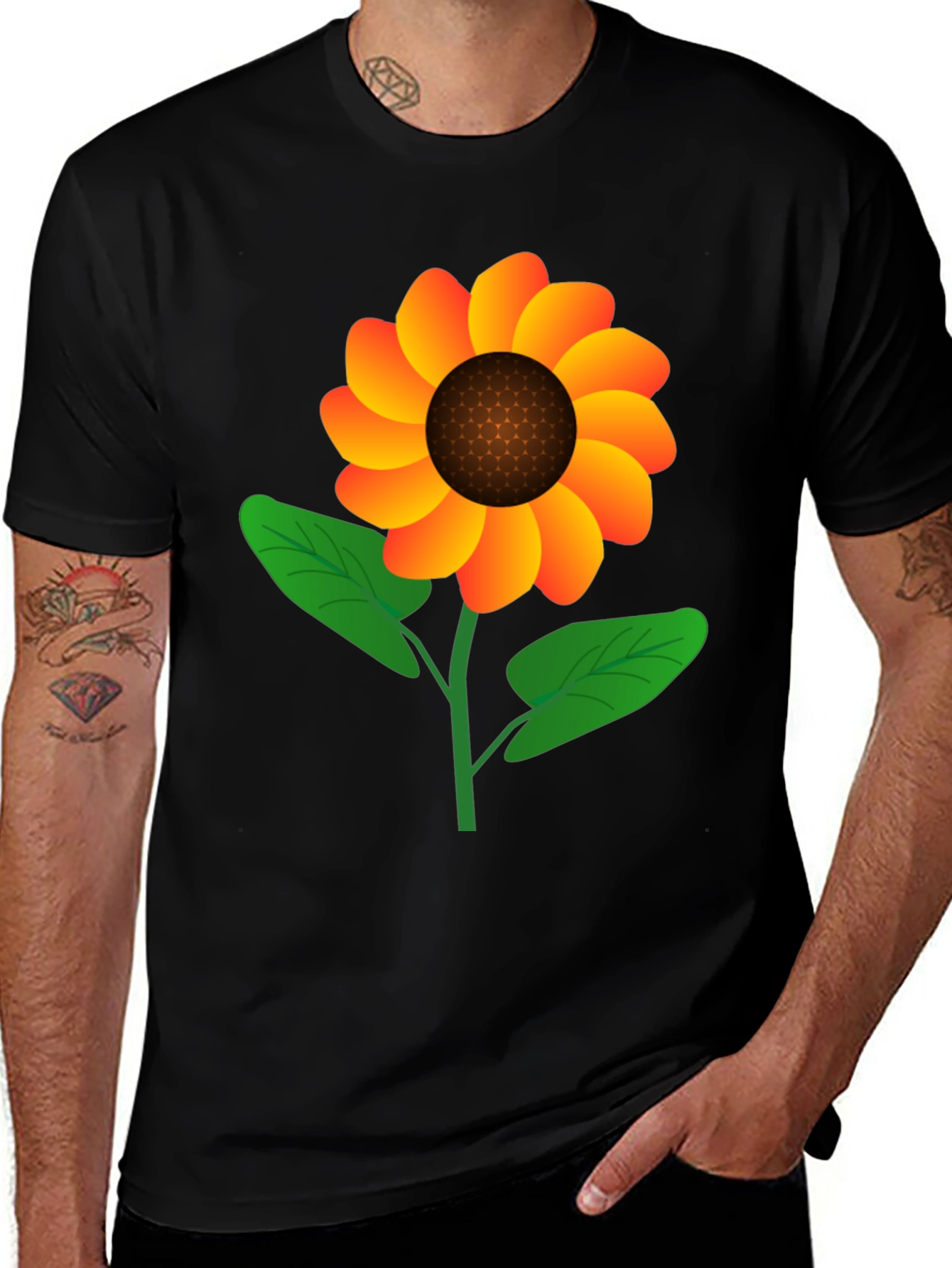Sunflower Graphic Tee - Black Cotton Blend