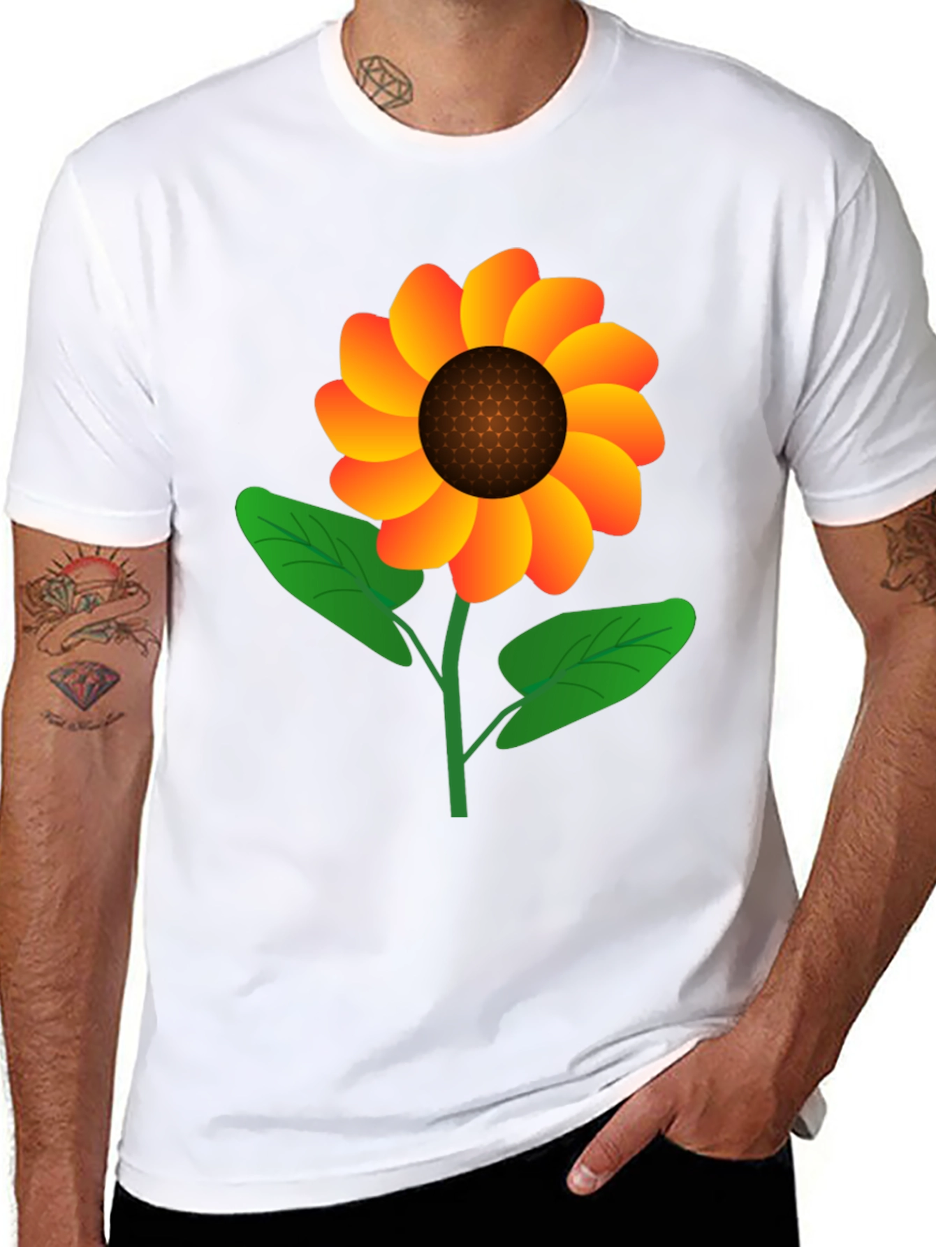 Sunflower Graphic Tee - Black Cotton Blend