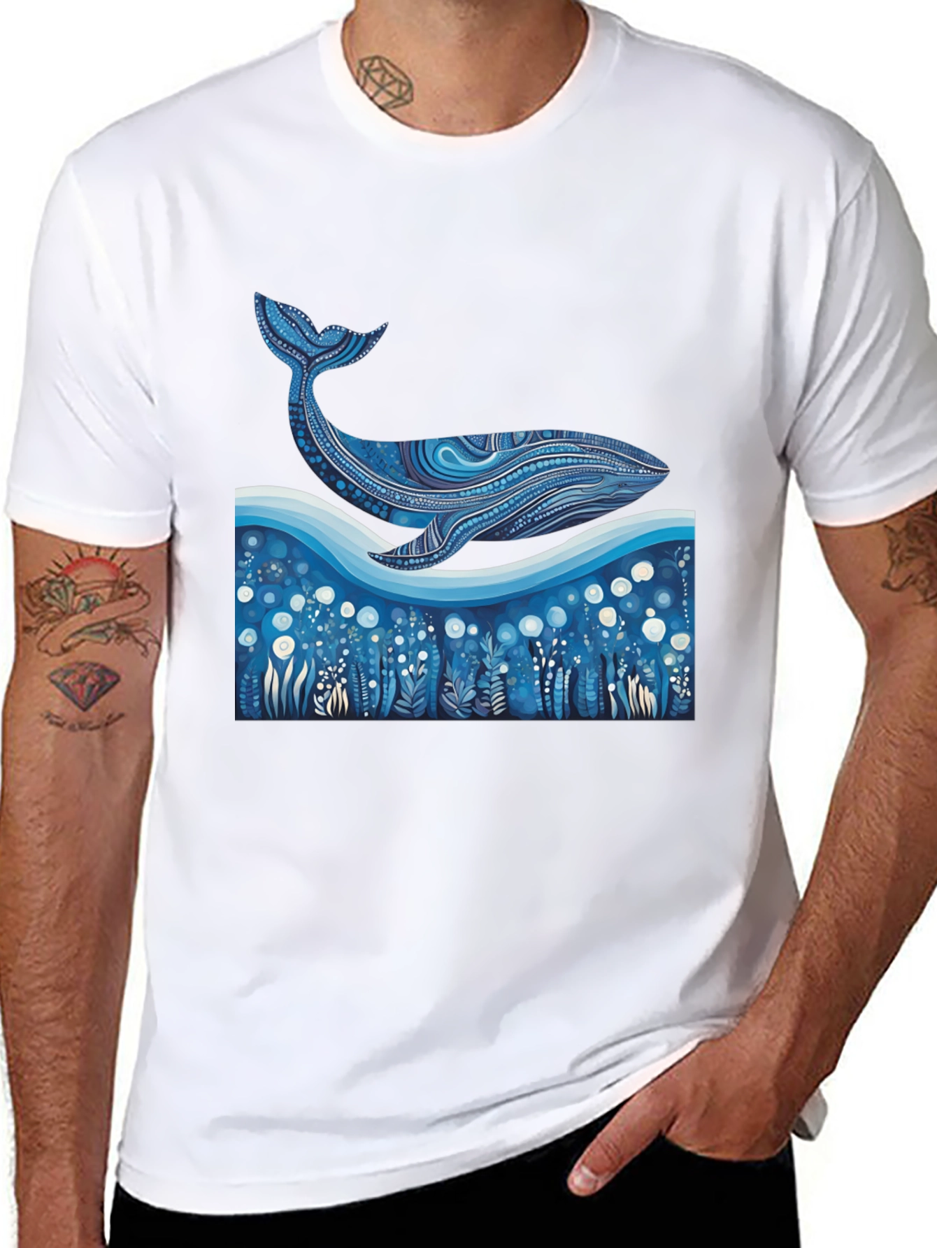 Whale Graphic Tee - Unique Ocean Art Print