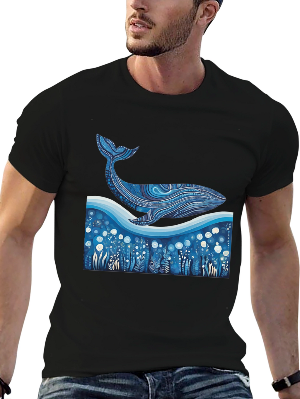 Whale Graphic Tee - Unique Ocean Art Print