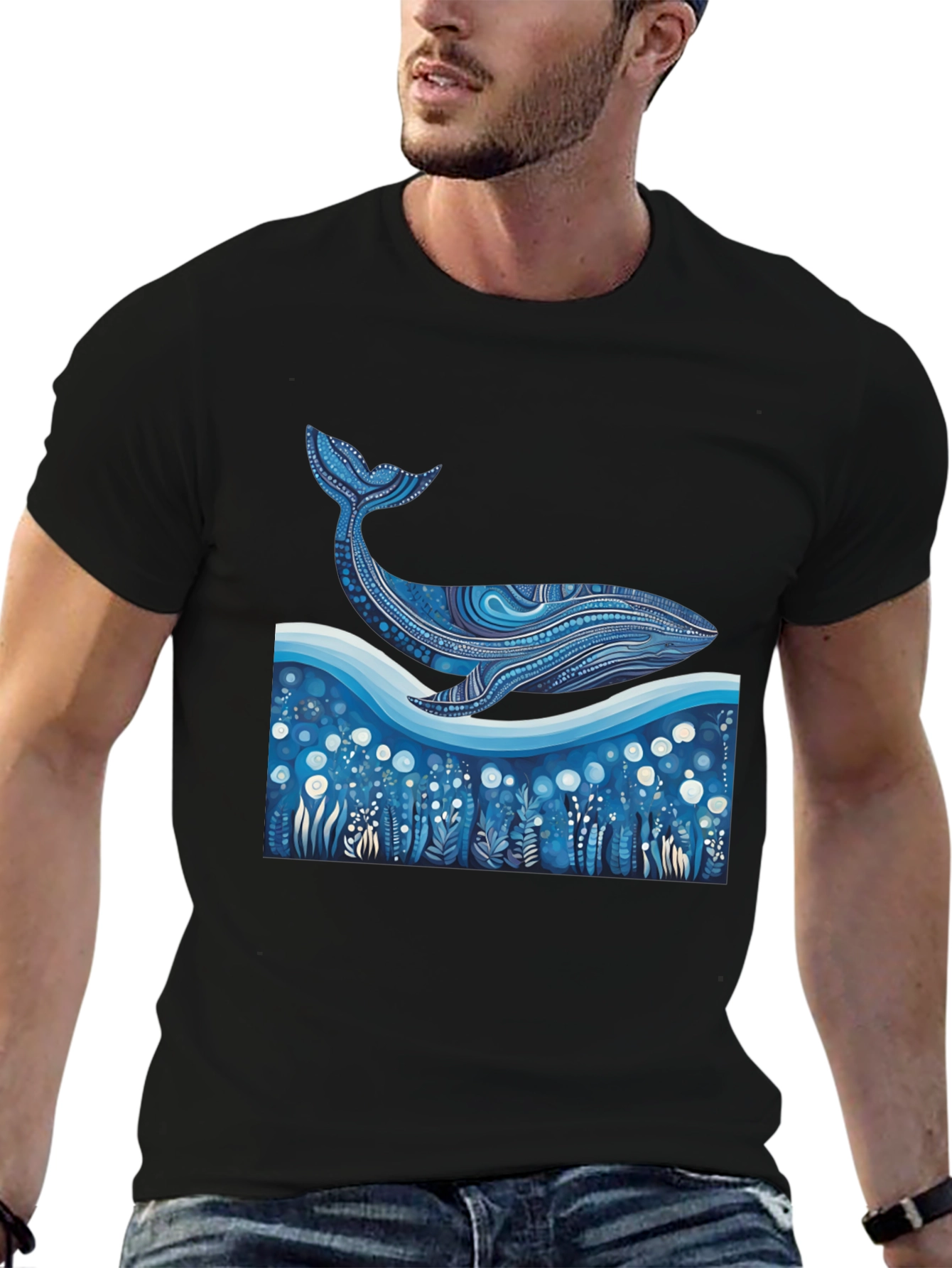 Whale Graphic Tee - Unique Ocean Art Print