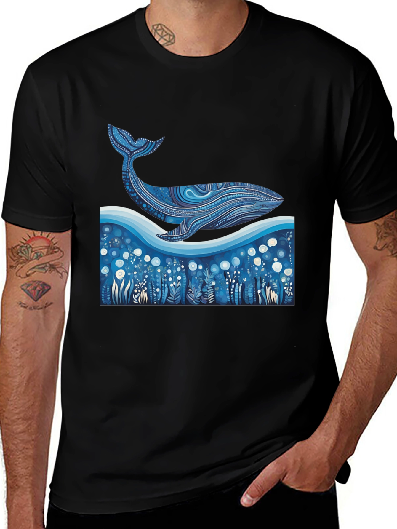 Whale Graphic Tee - Unique Ocean Art Print