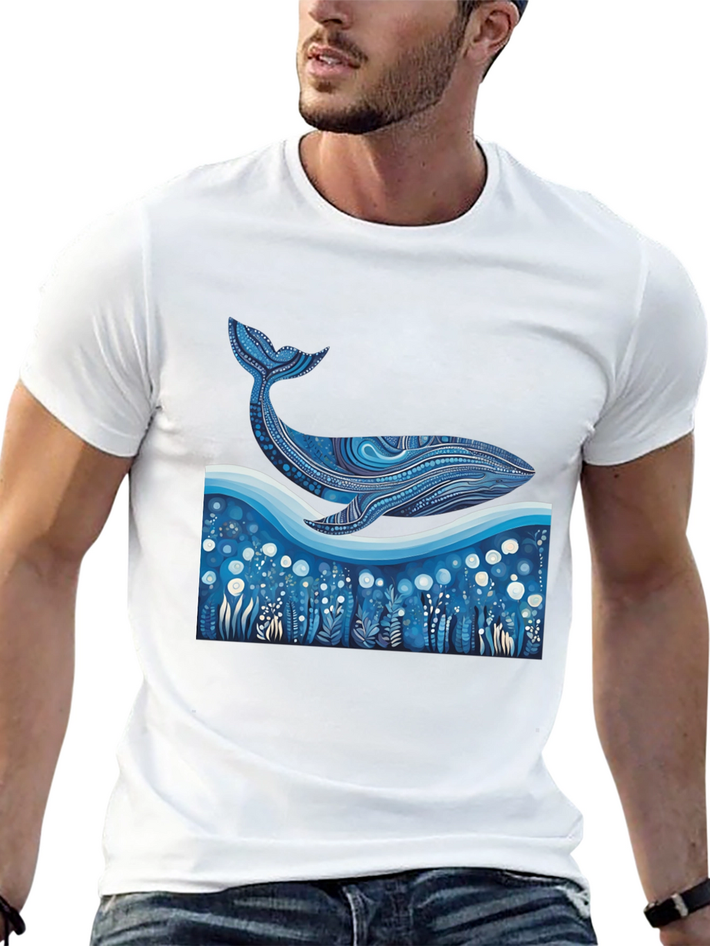 Whale Graphic Tee - Unique Ocean Art Print
