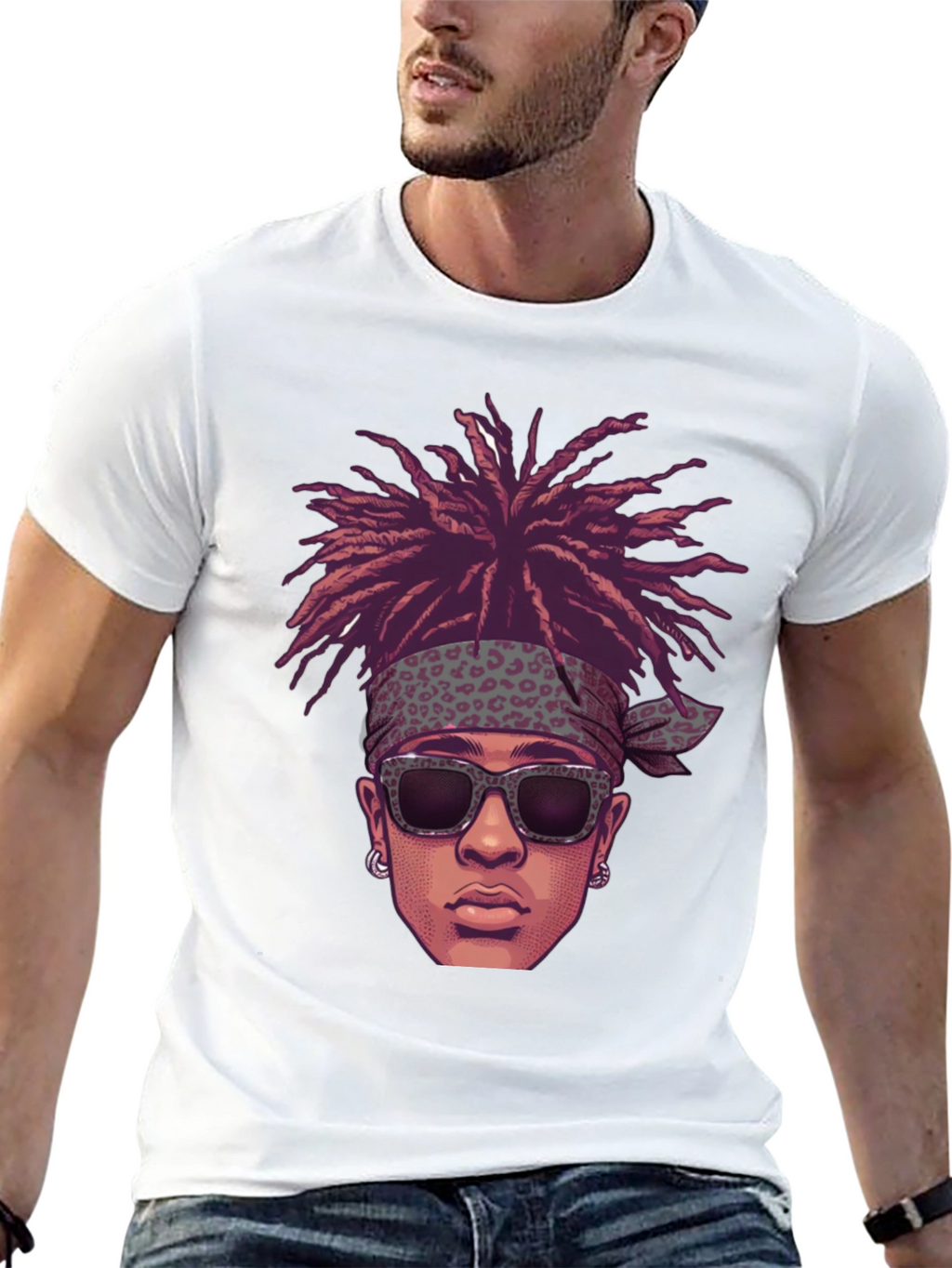 Cool Cartoon Man Black Graphic Tee
