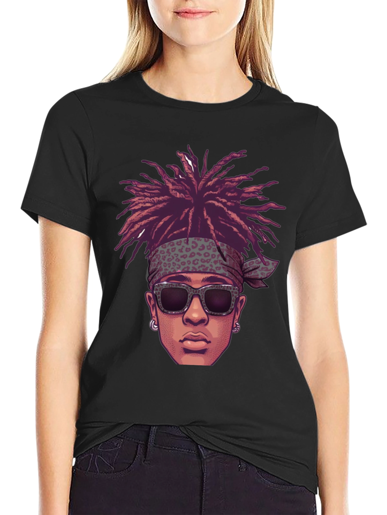 Cool Cartoon Man Black Graphic Tee