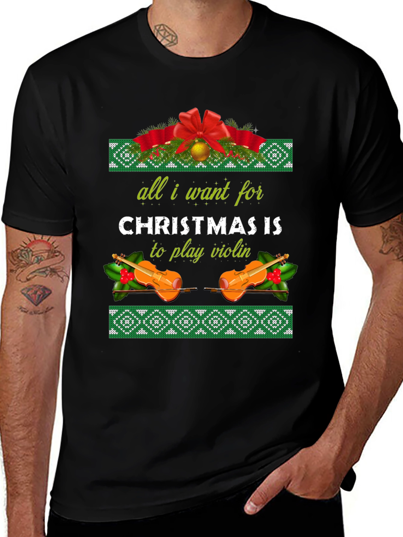 Christmas Violin T-Shirt - All I Want For Christmas