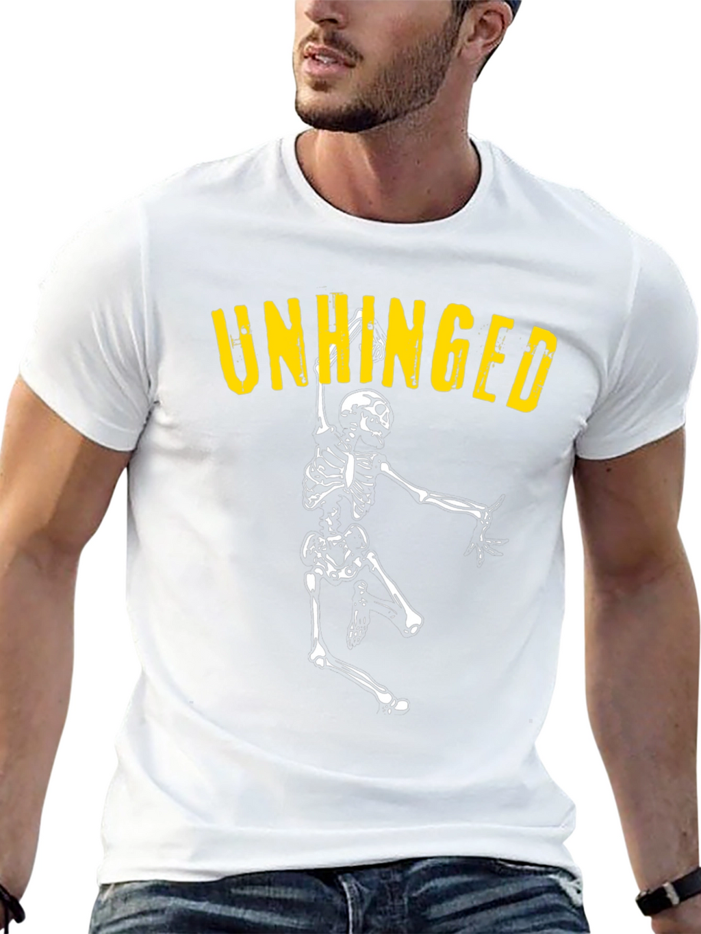 Unhinged Skeleton Graphic Tee - Black Cotton T-Shirt
