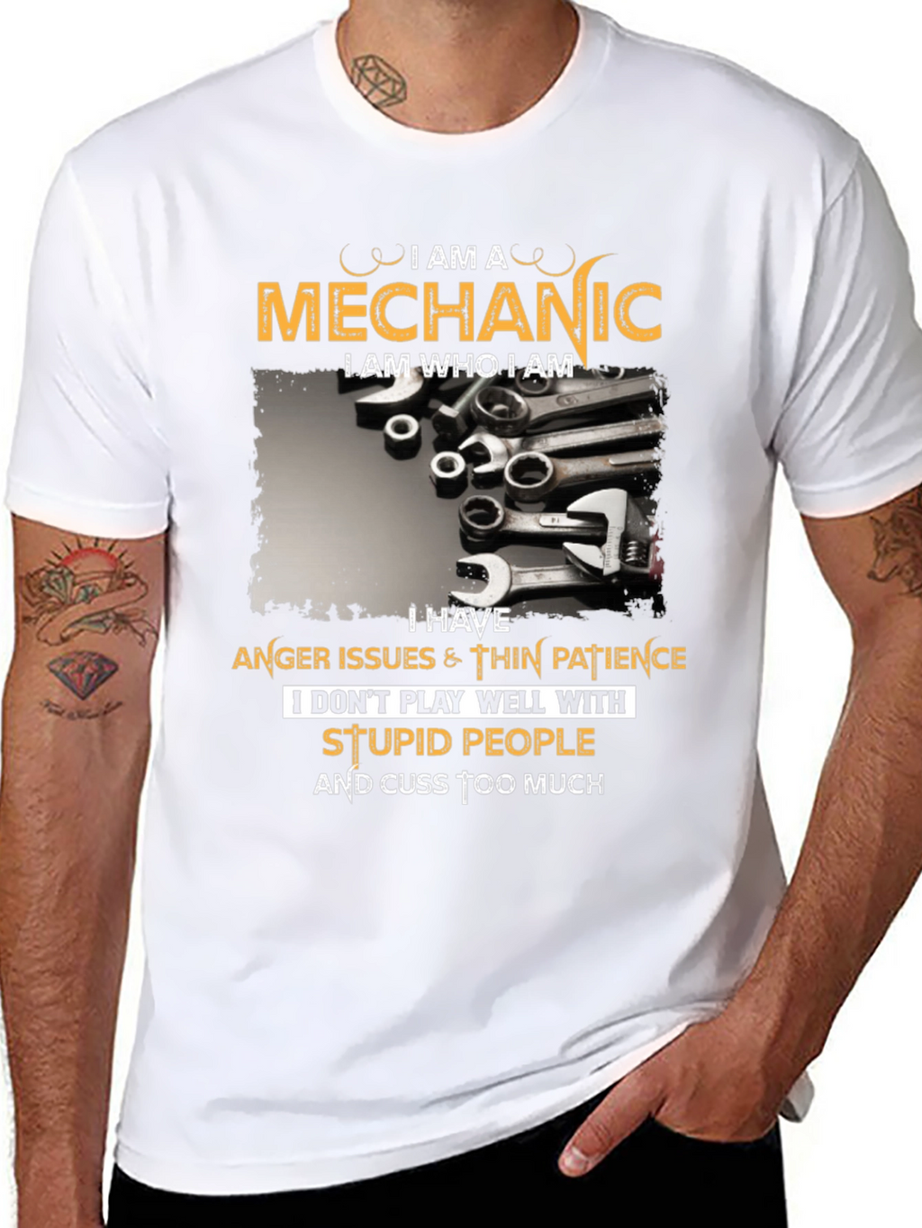 Mechanic T-Shirt - Anger Issues & Cuss Too Much