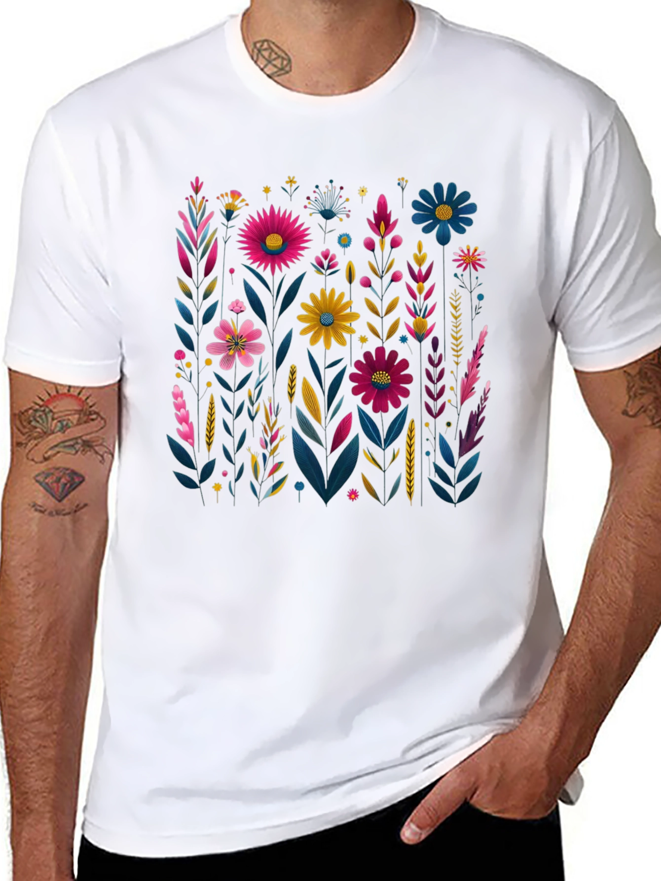 Floral Print Crew Neck T-Shirt