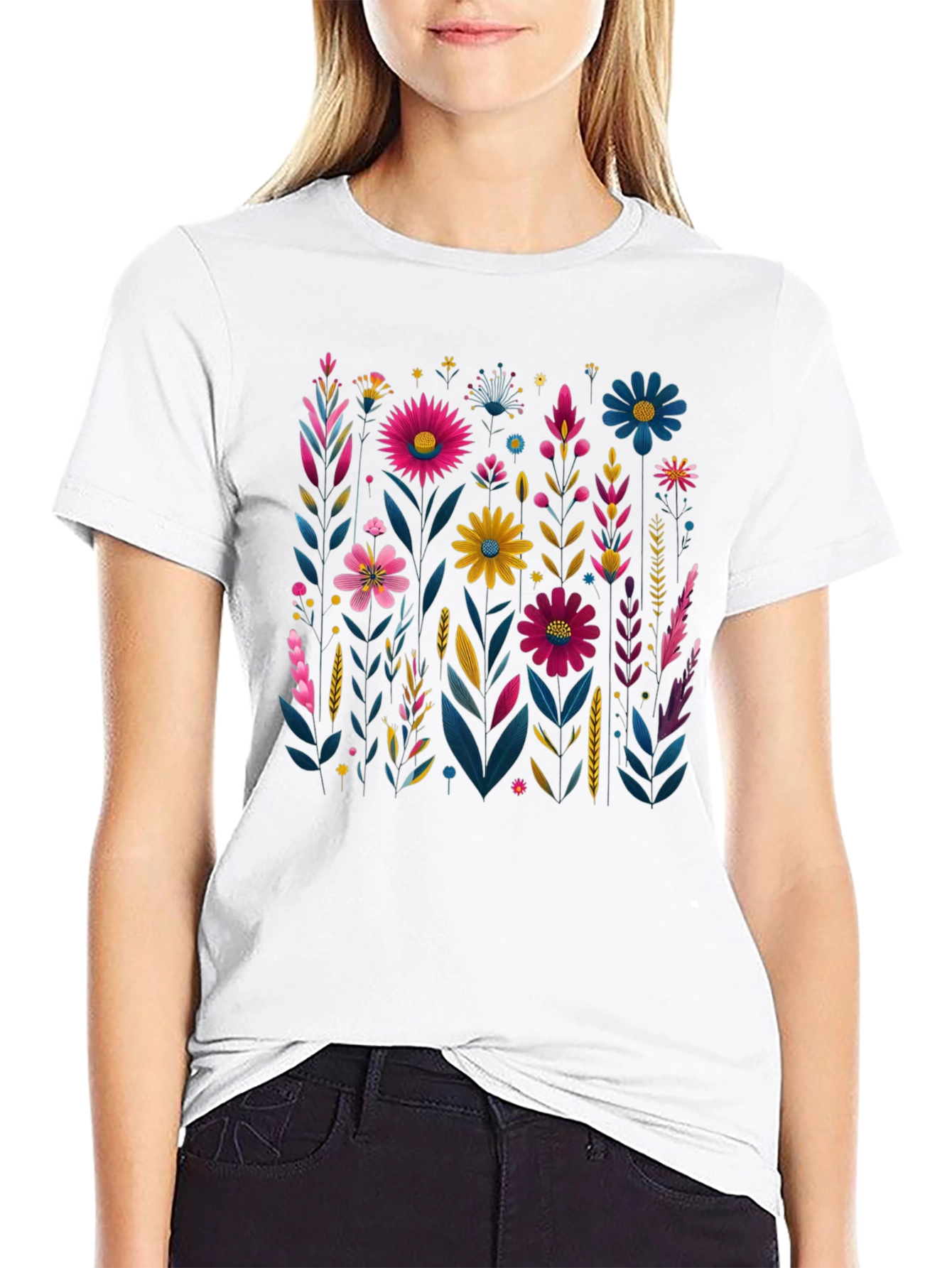 Floral Print Crew Neck T-Shirt