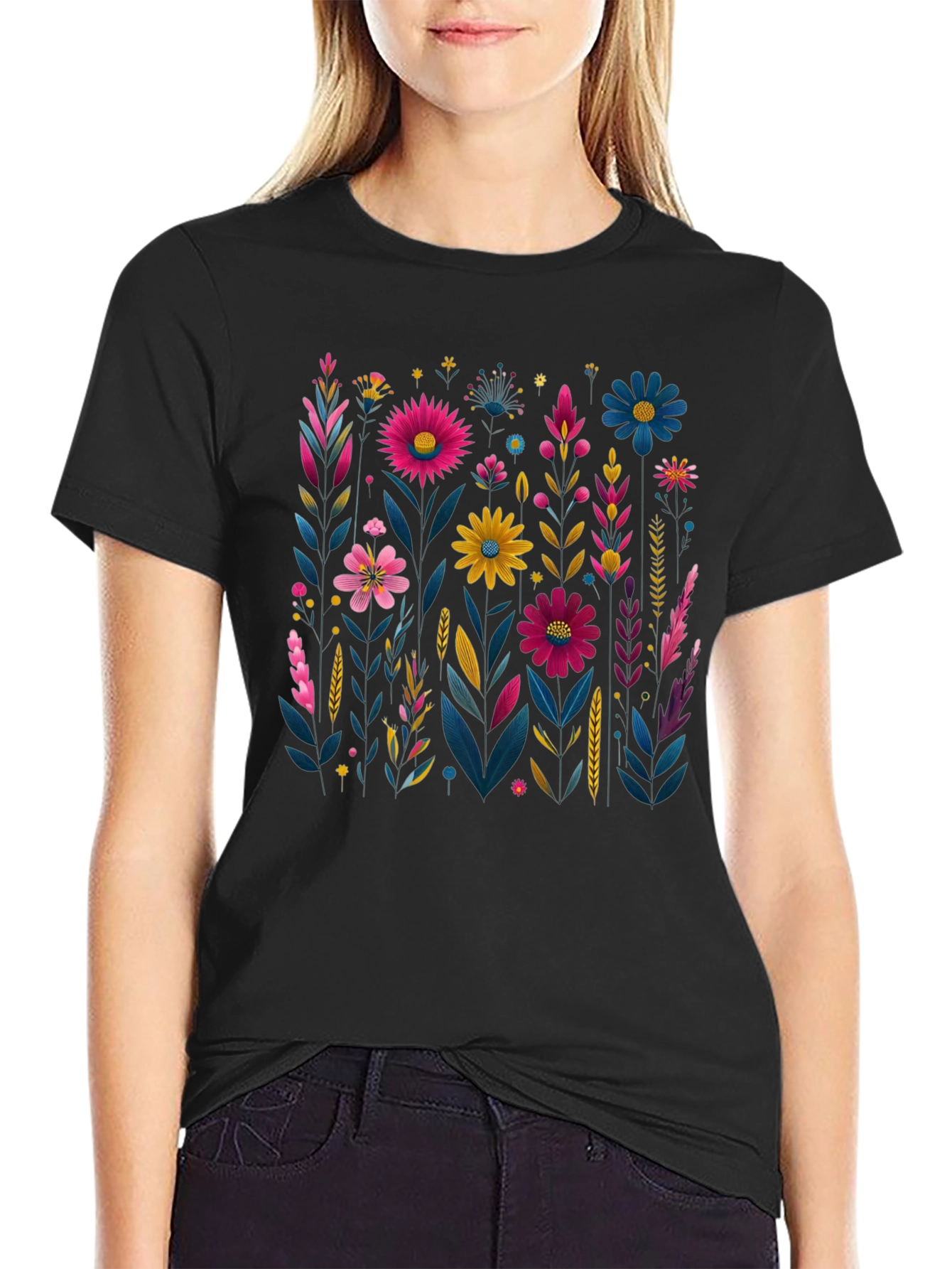 Floral Print Crew Neck T-Shirt