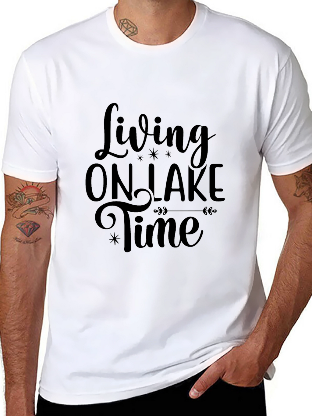 Living On Lake Time Graphic Tee - Black