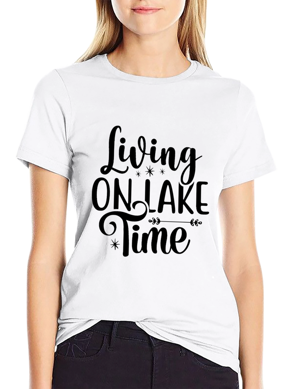 Living On Lake Time Graphic Tee - Black