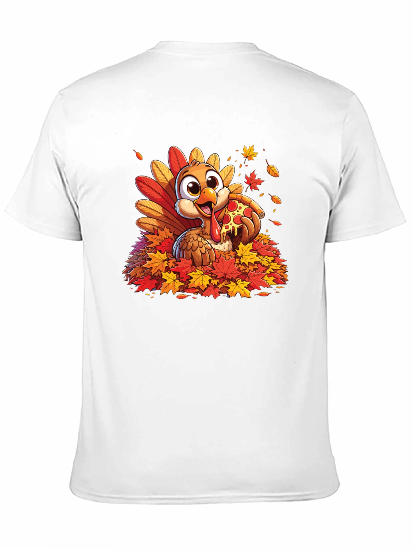Turkey Pizza Fall Leaves T-Shirt Thanksgiving Tee