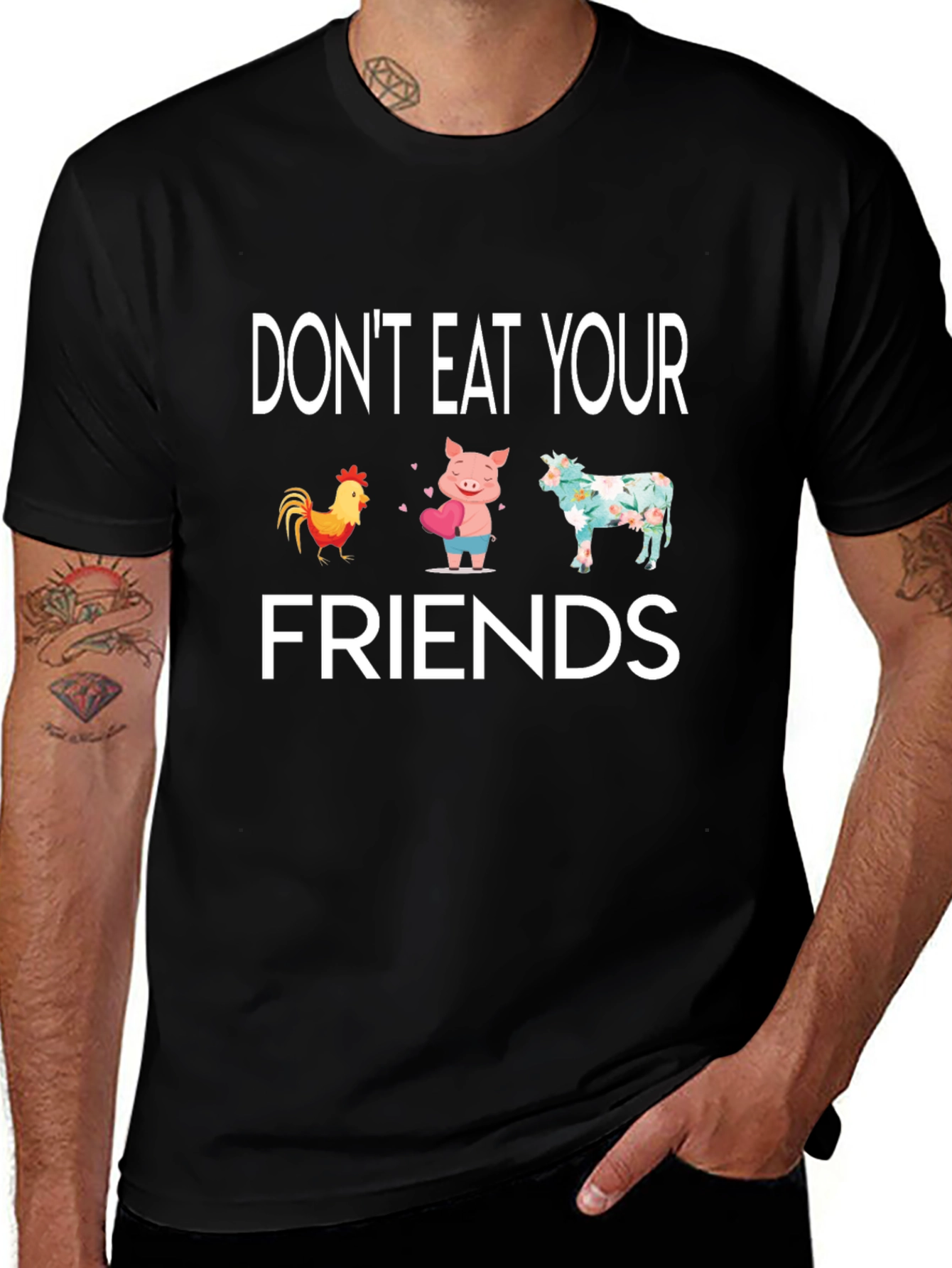 Vegan Animal Friends Graphic T-Shirt