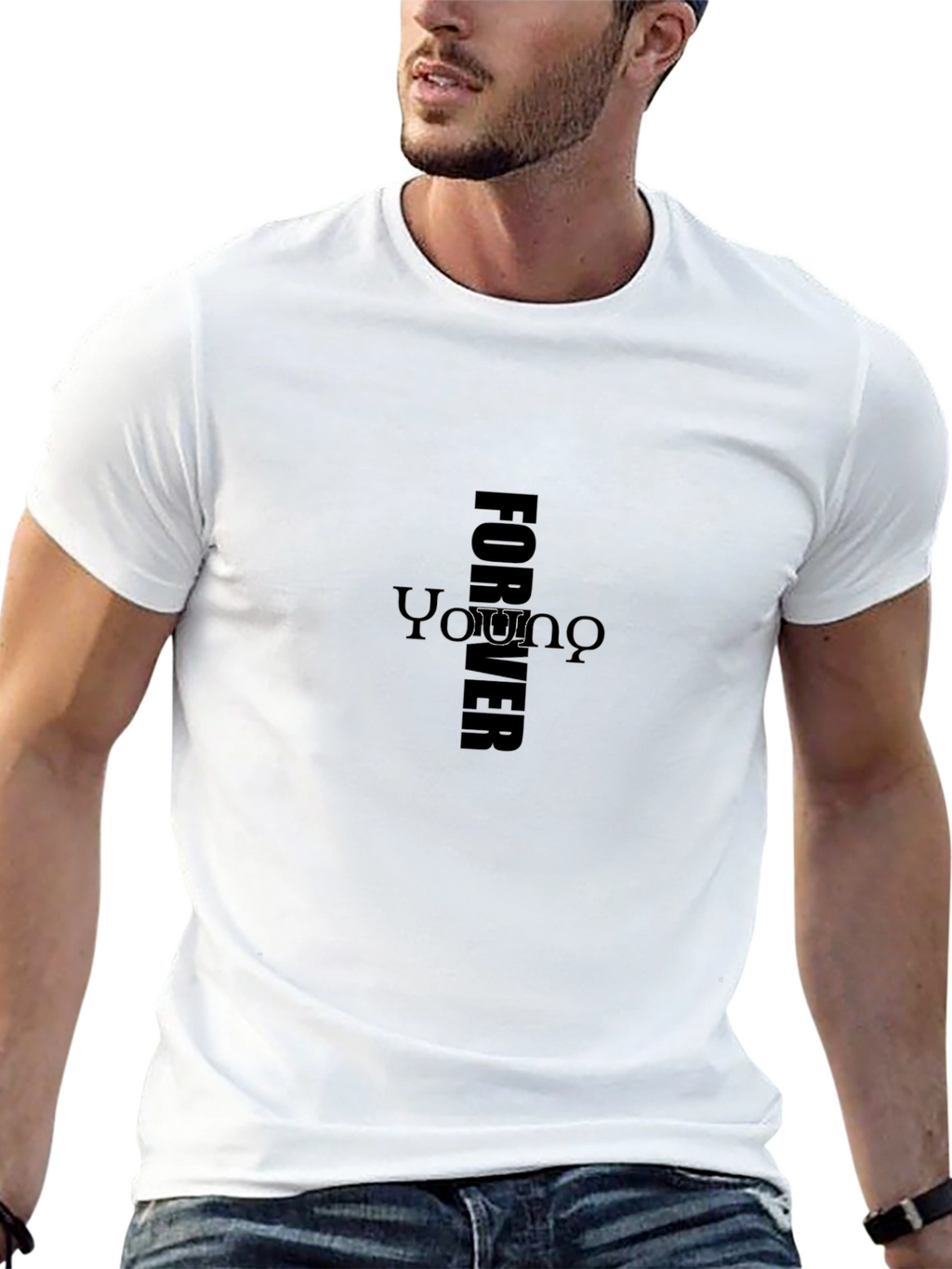 Forever Young Graphic Tee - Classic Black Cotton