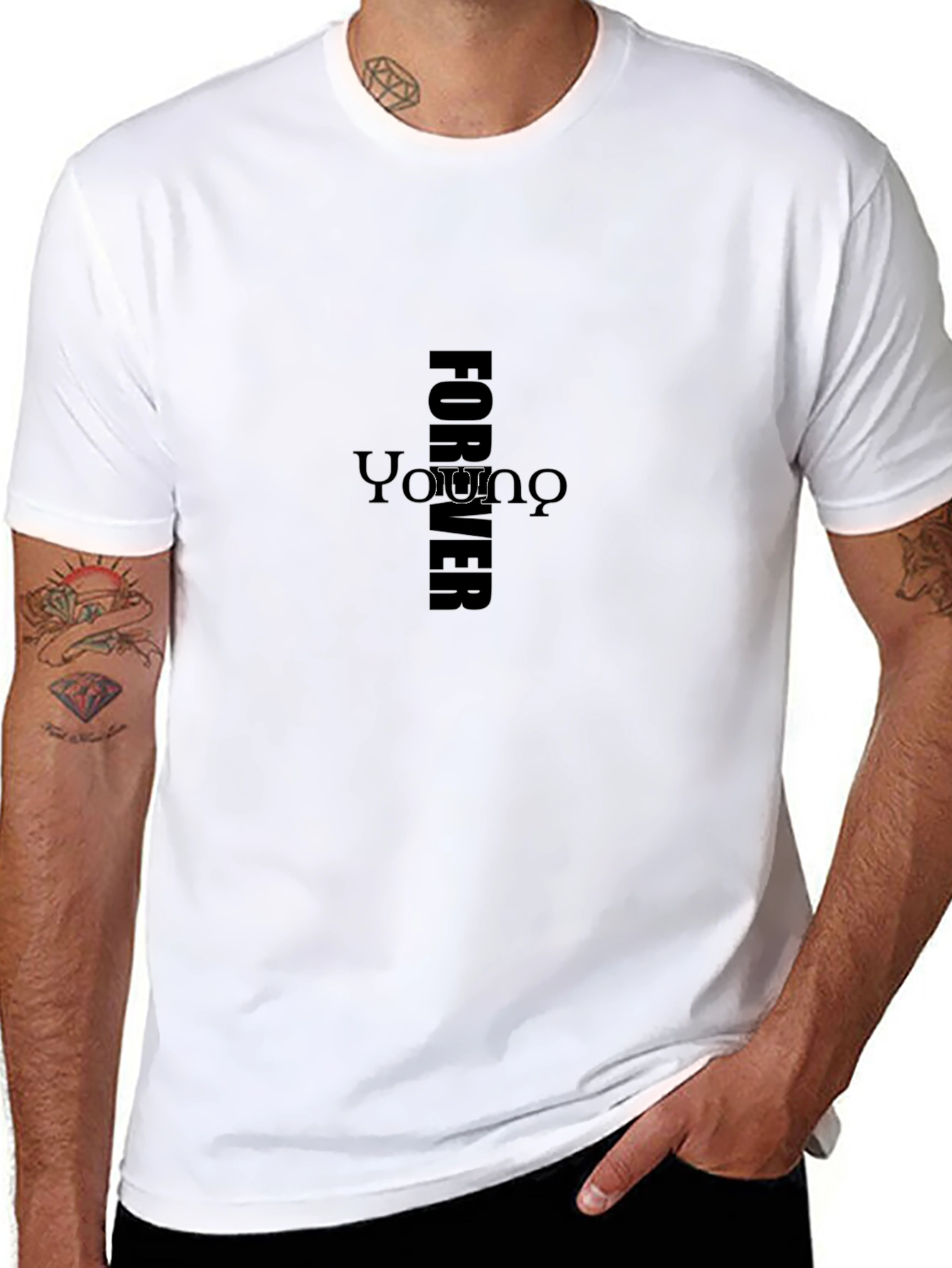 Forever Young Graphic Tee - Classic Black Cotton