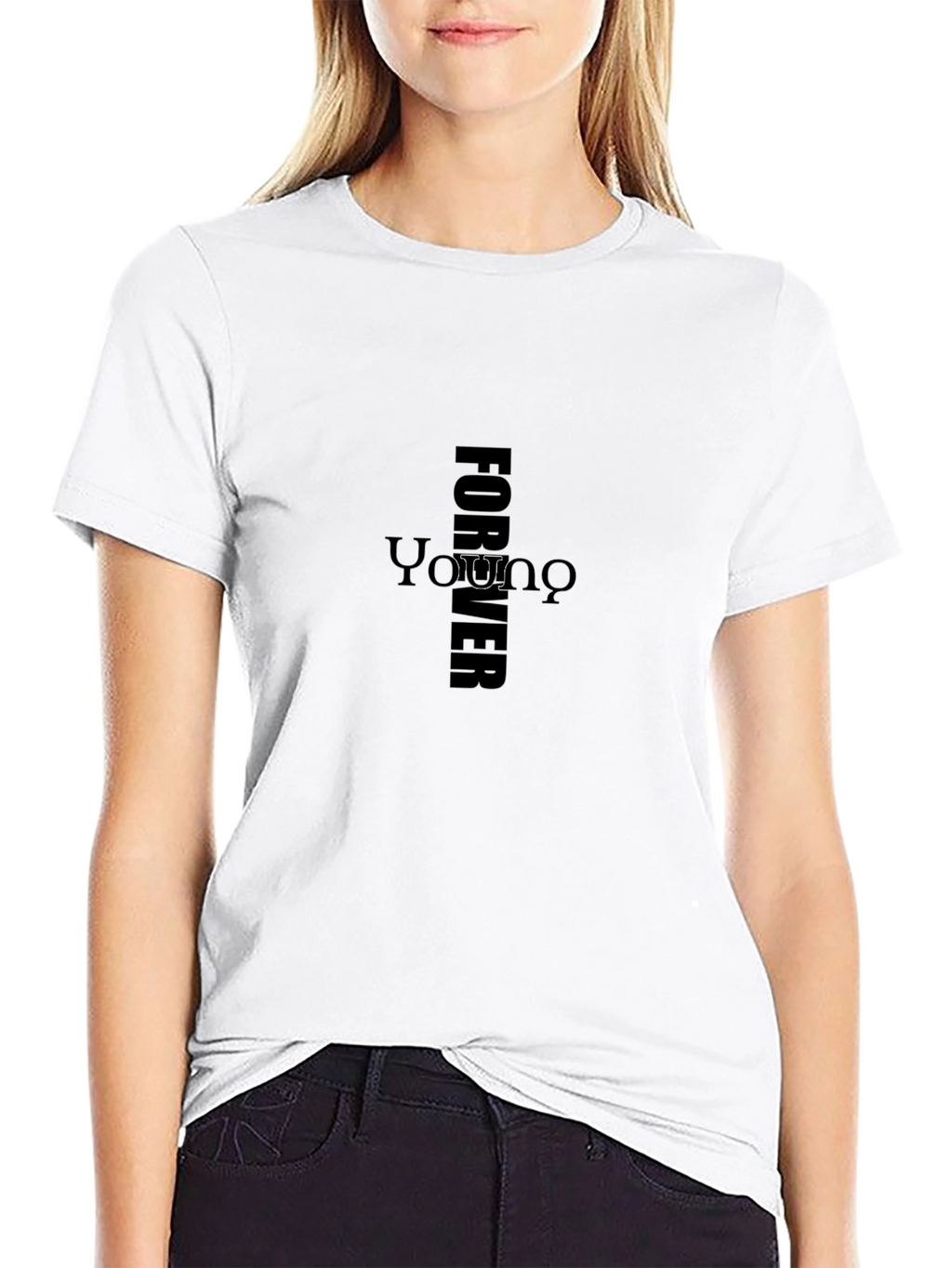 Forever Young Graphic Tee - Classic Black Cotton