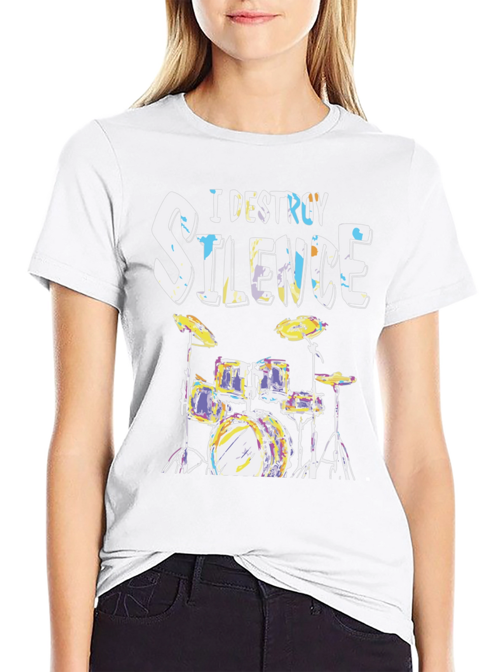 I Destroy Silence Drum Set Graphic T-Shirt