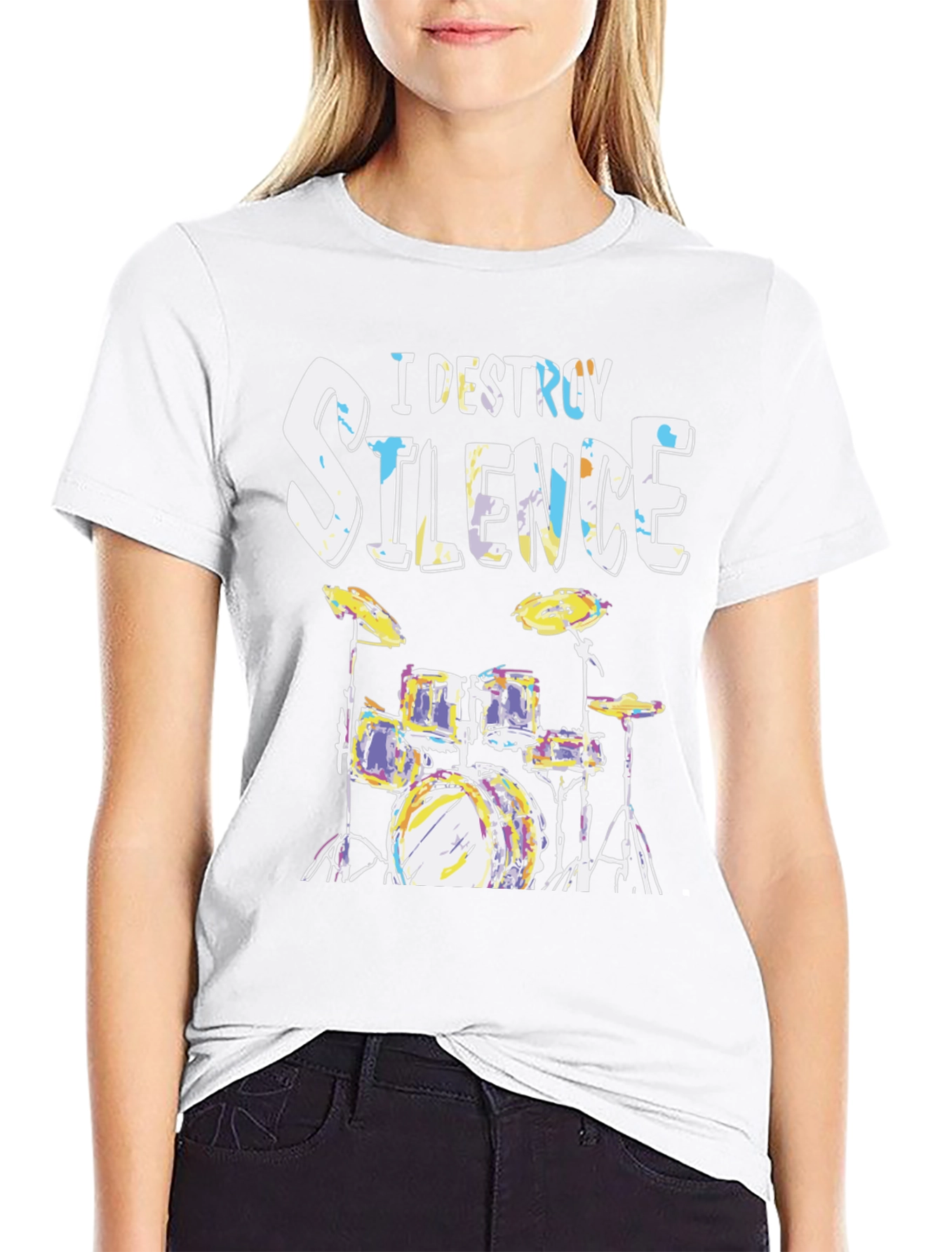 I Destroy Silence Drum Set Graphic T-Shirt