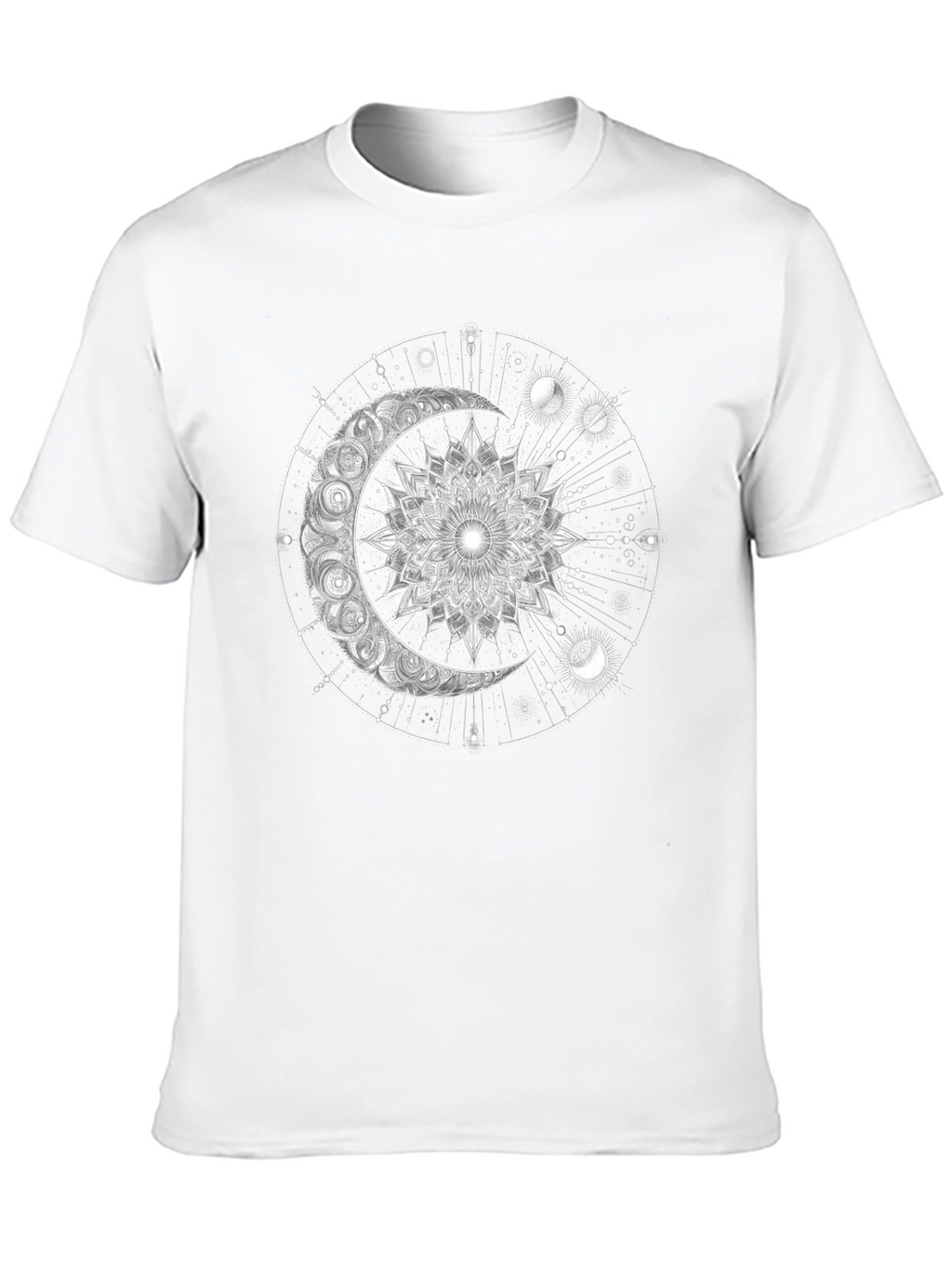 Celestial Moon Mandala Graphic Tee - Black