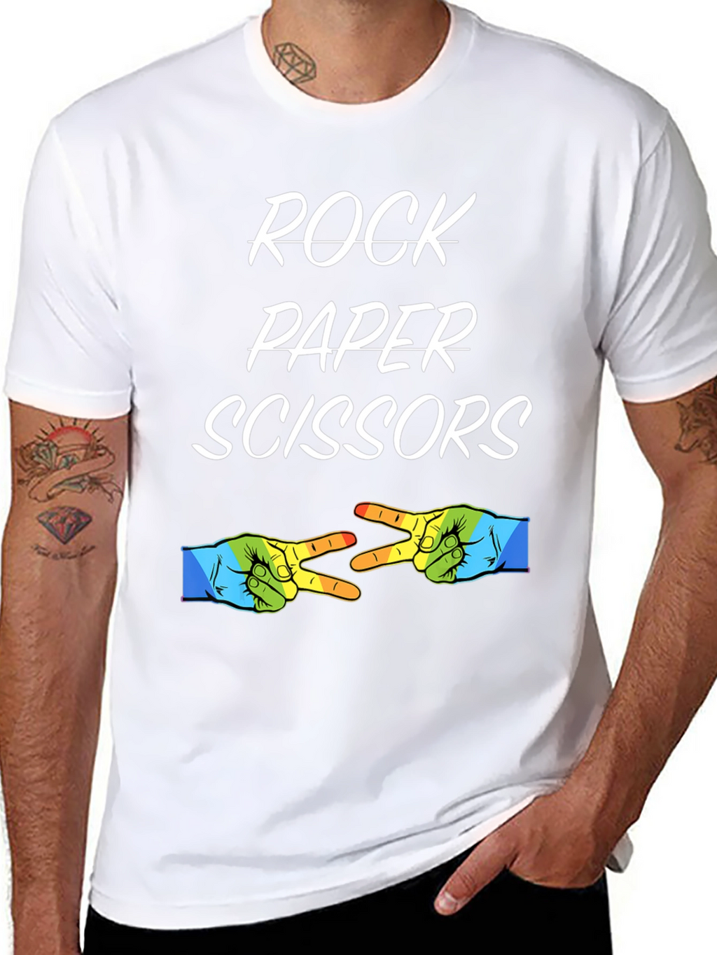 Rock Paper Scissors T-Shirt - Novelty Graphic Tee