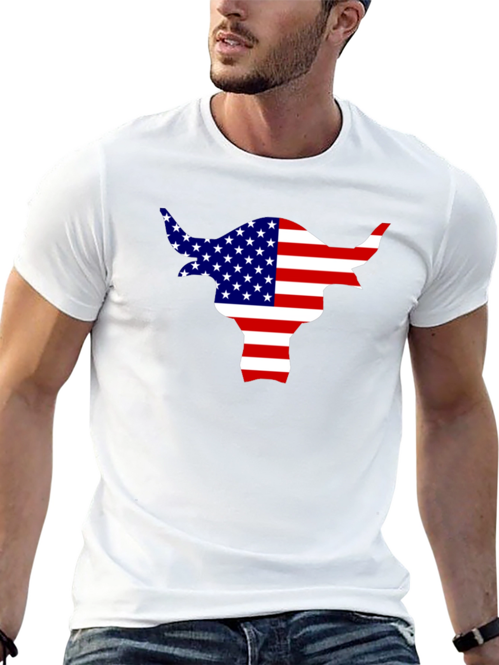 American Flag Bull T-Shirt