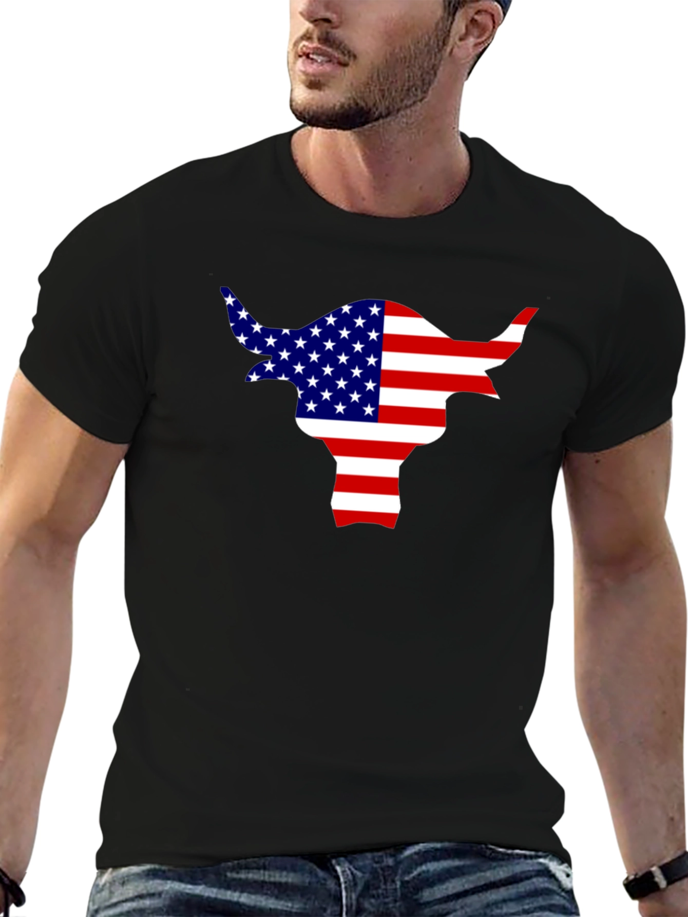 American Flag Bull T-Shirt