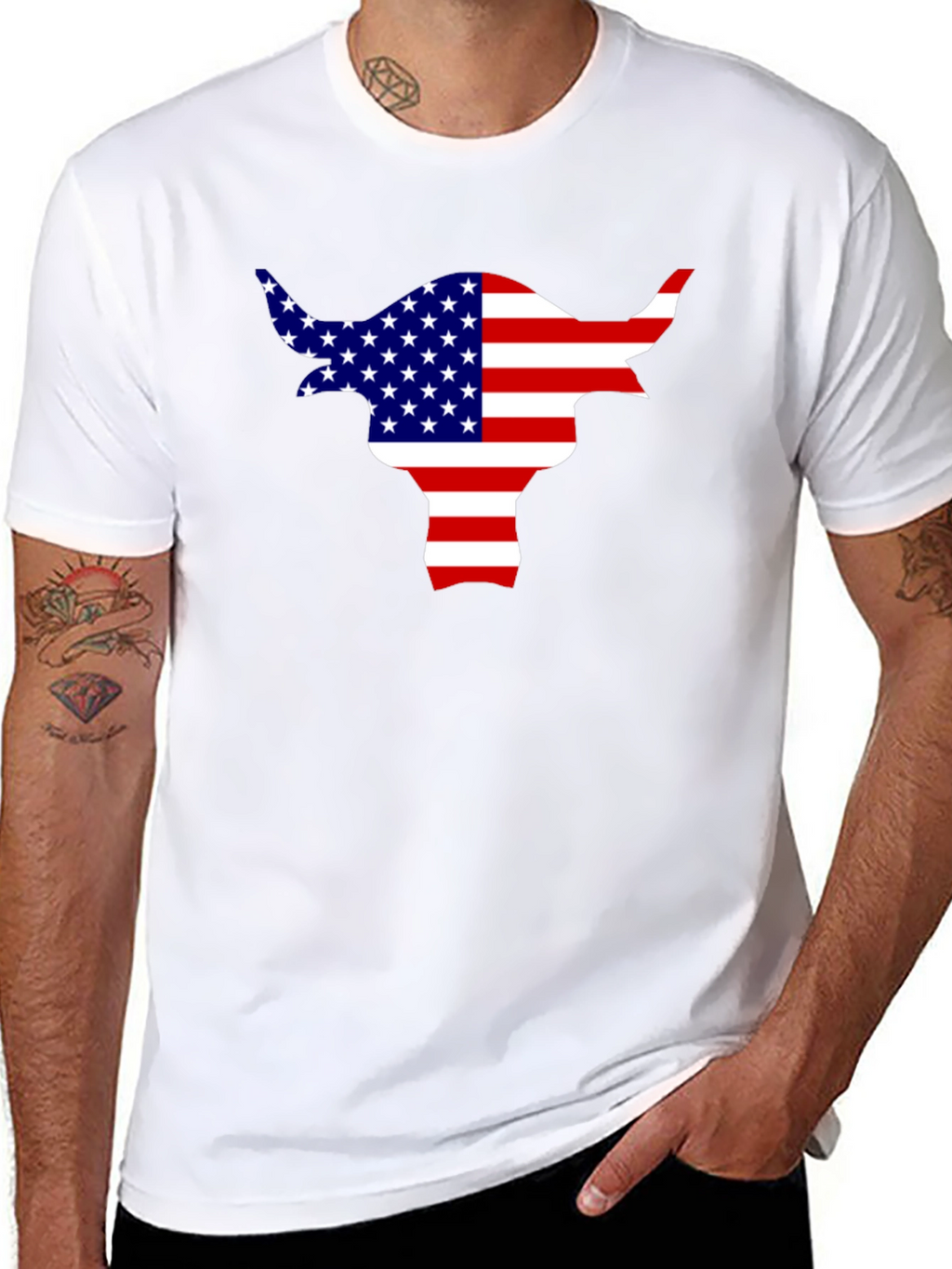 American Flag Bull T-Shirt