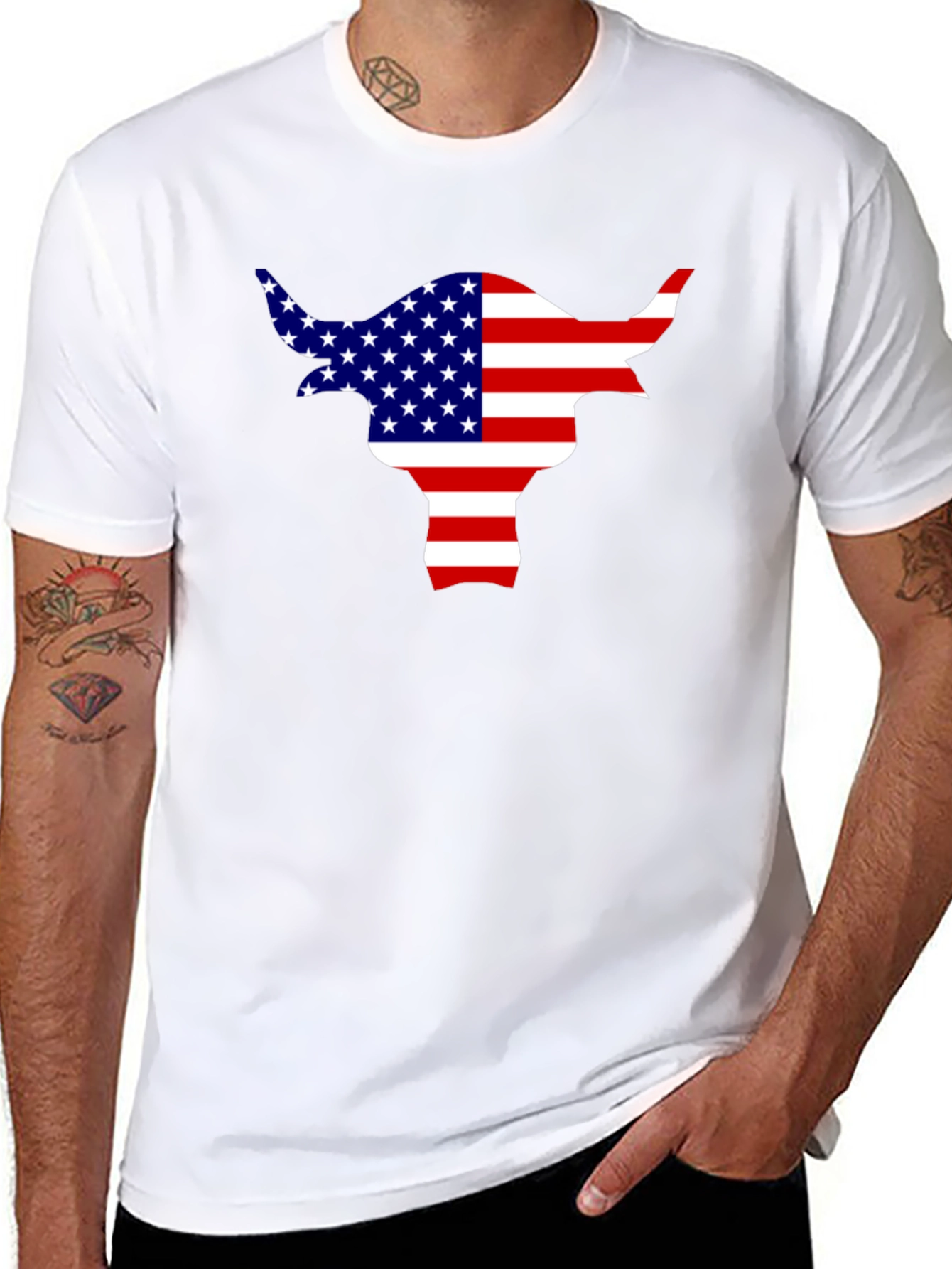 American Flag Bull T-Shirt