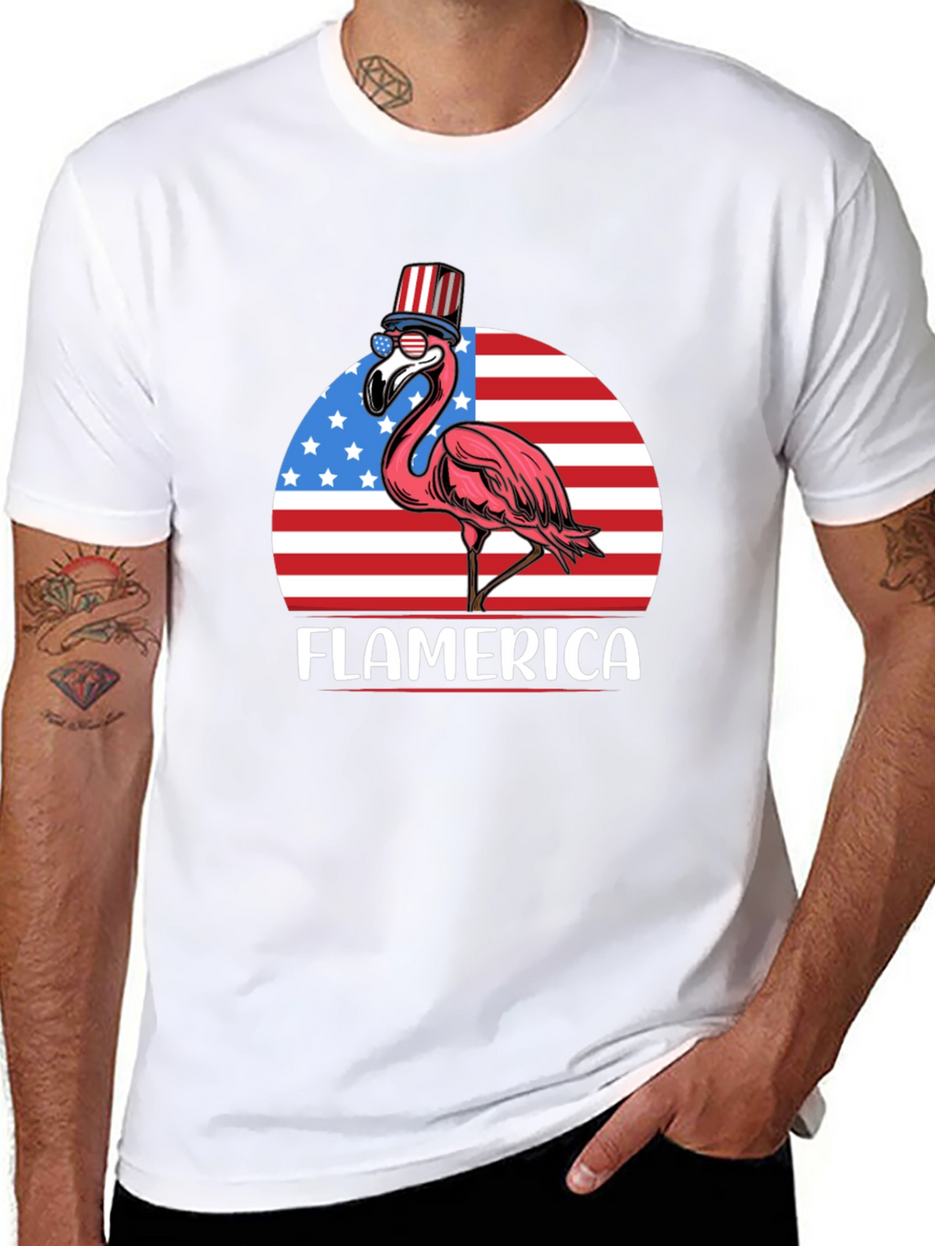 Flamerica T-Shirt - Patriotic Flamingo USA