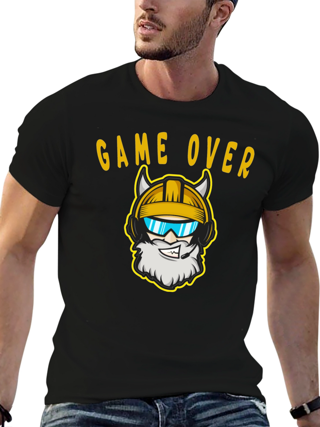 Game Over Viking Gamer Black T-Shirt