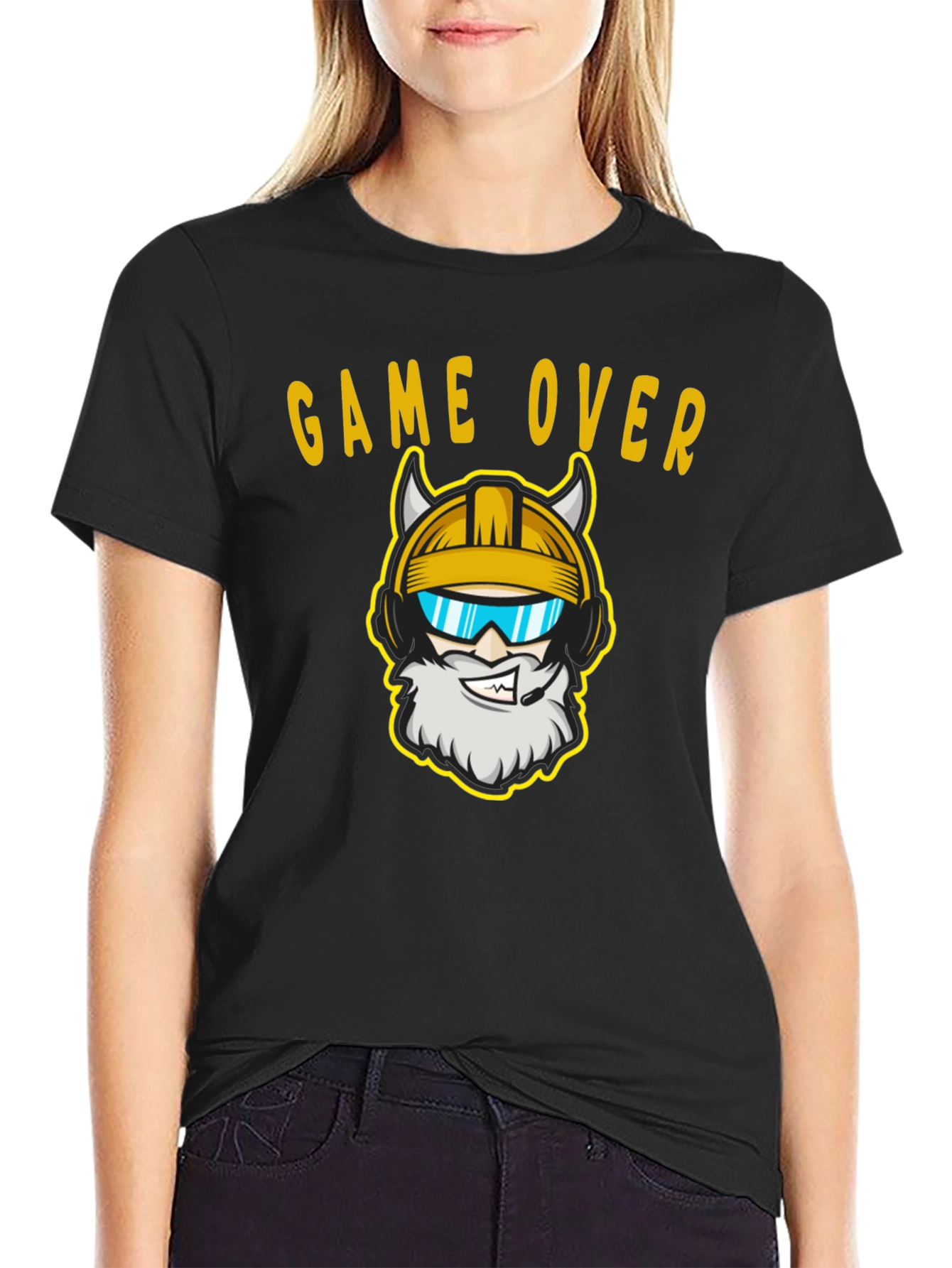 Game Over Viking Gamer Black T-Shirt