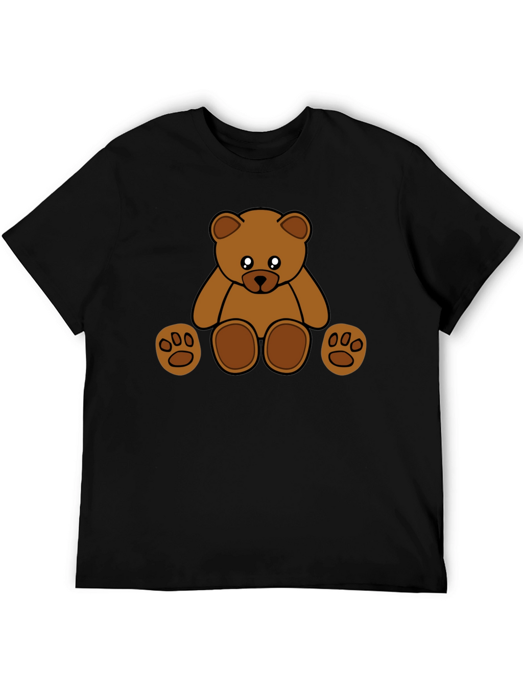 Cute Cartoon Teddy Bear Black T-Shirt