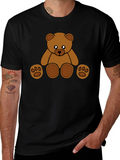 Cute Cartoon Teddy Bear Black T-Shirt
