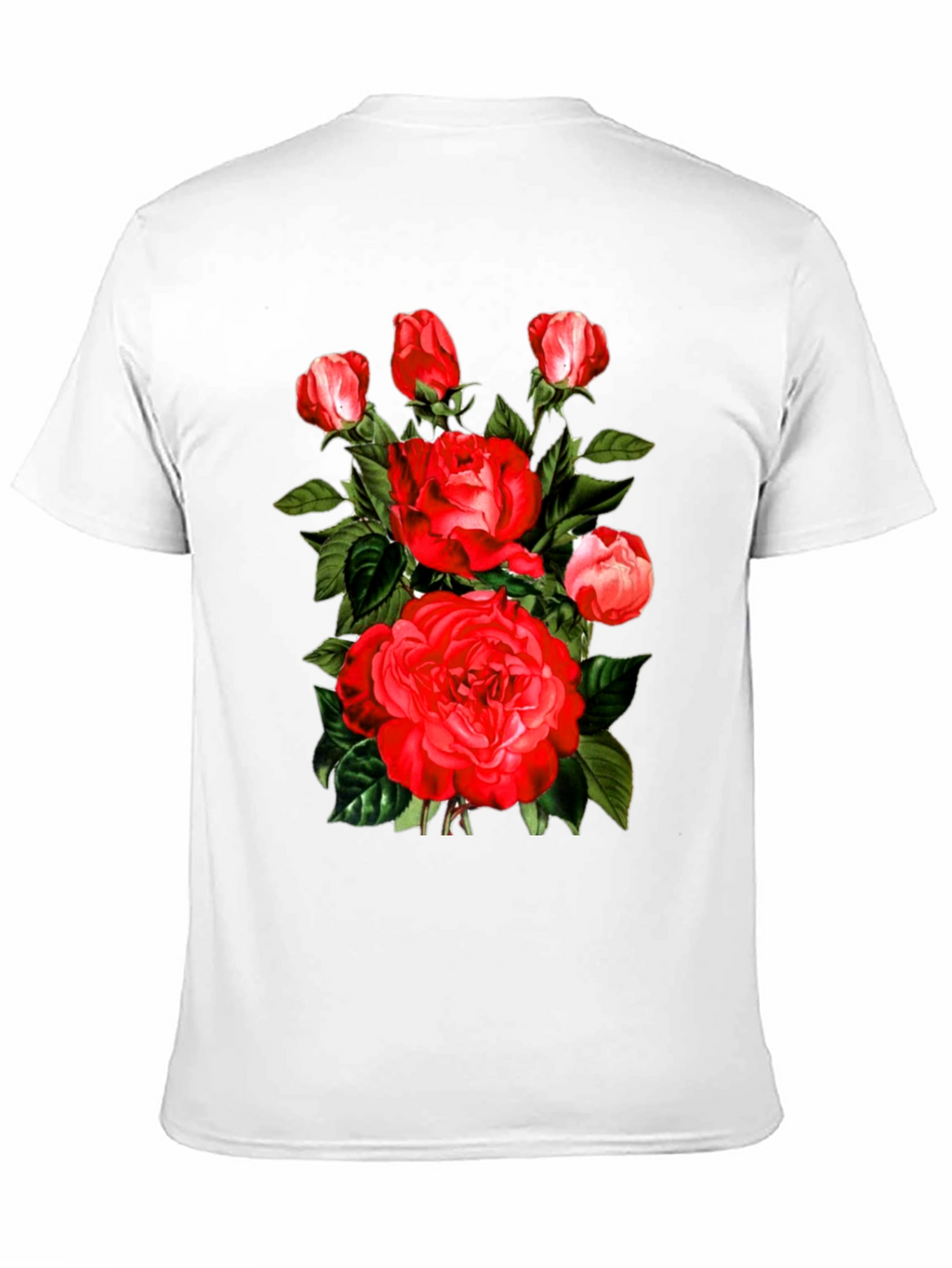 Red Roses Graphic Print Mens Black T-Shirt