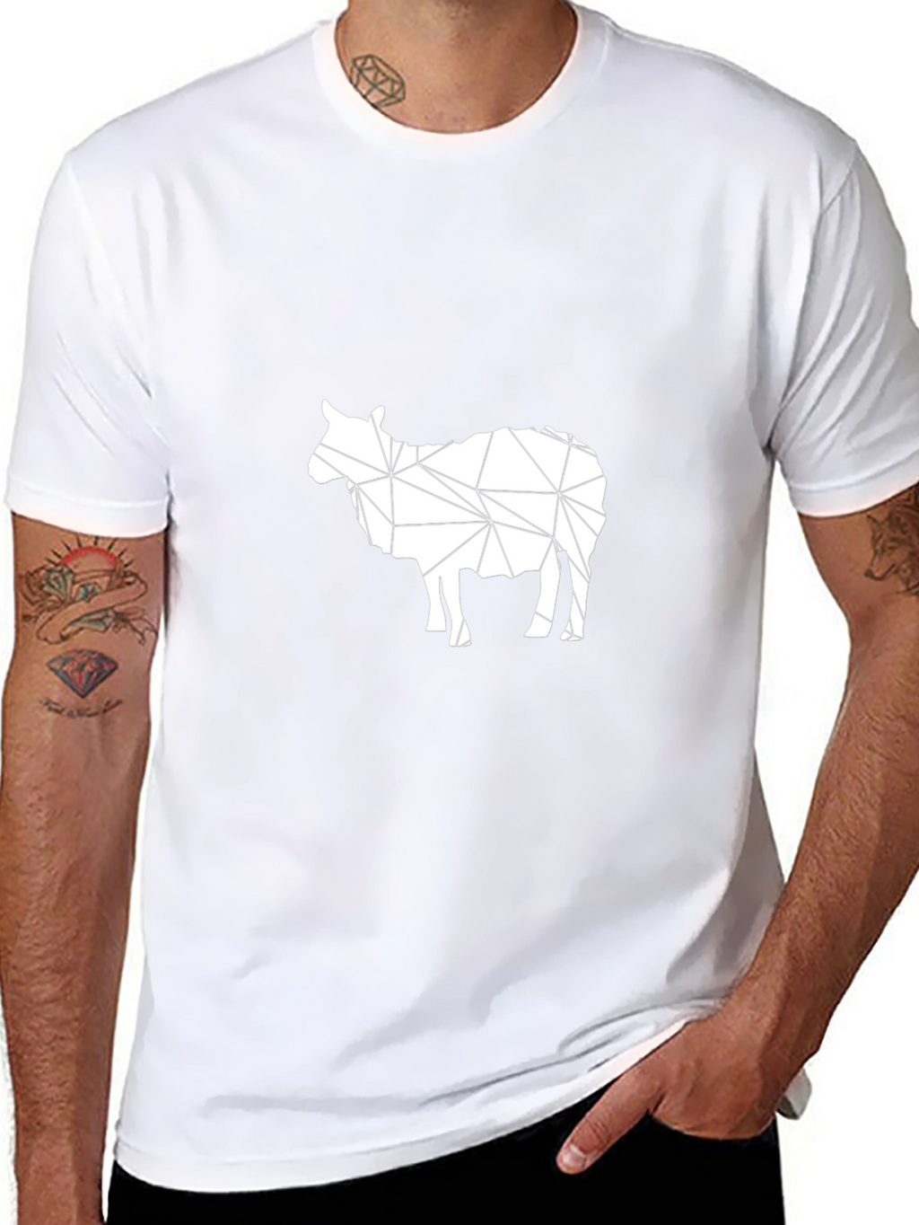 Geometric Sheep Graphic Tee - Modern Animal Design