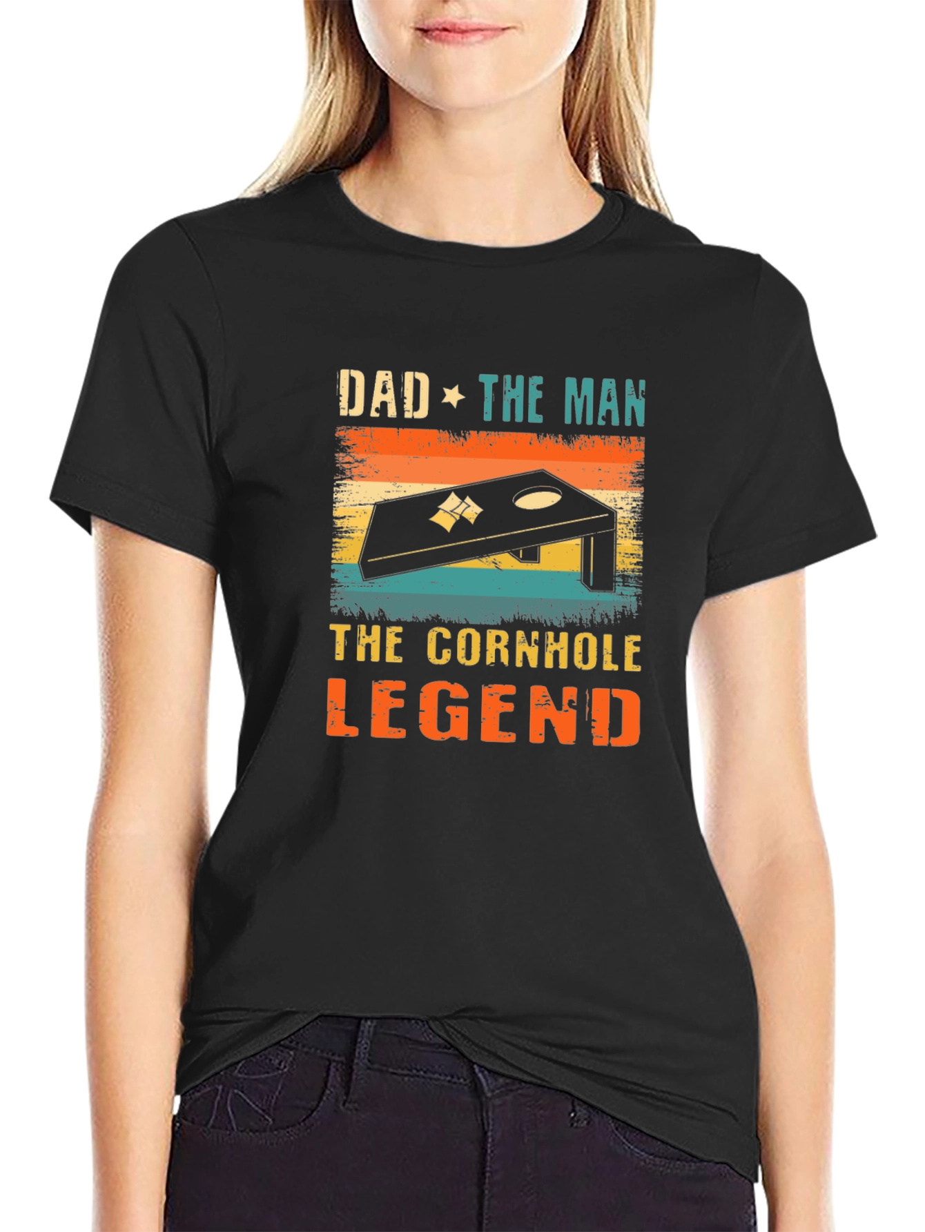 Dad the Man Cornhole Legend Graphic T-Shirt