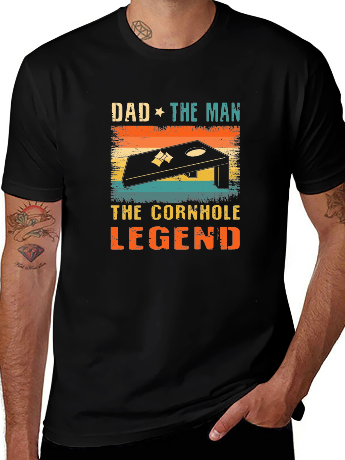 Dad the Man Cornhole Legend Graphic T-Shirt