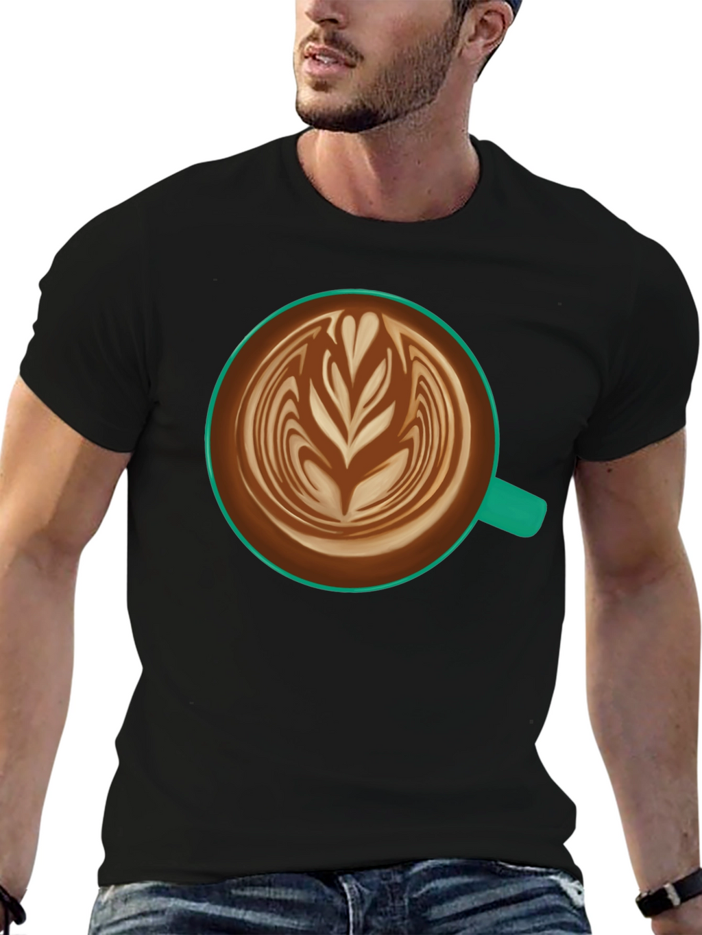 Latte Art Black T-Shirt