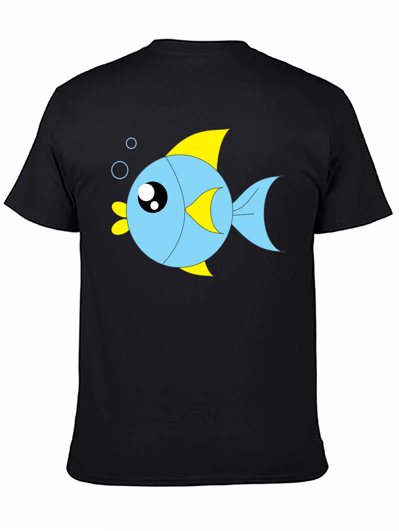 Cartoon Fish Graphic Black T-Shirt