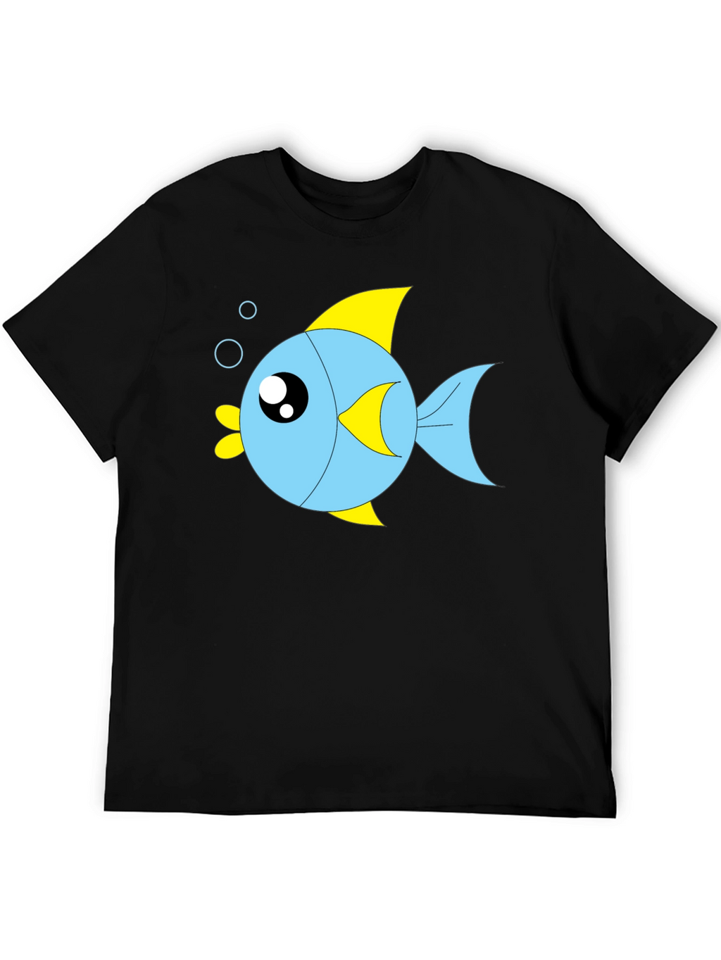 Cartoon Fish Graphic Black T-Shirt