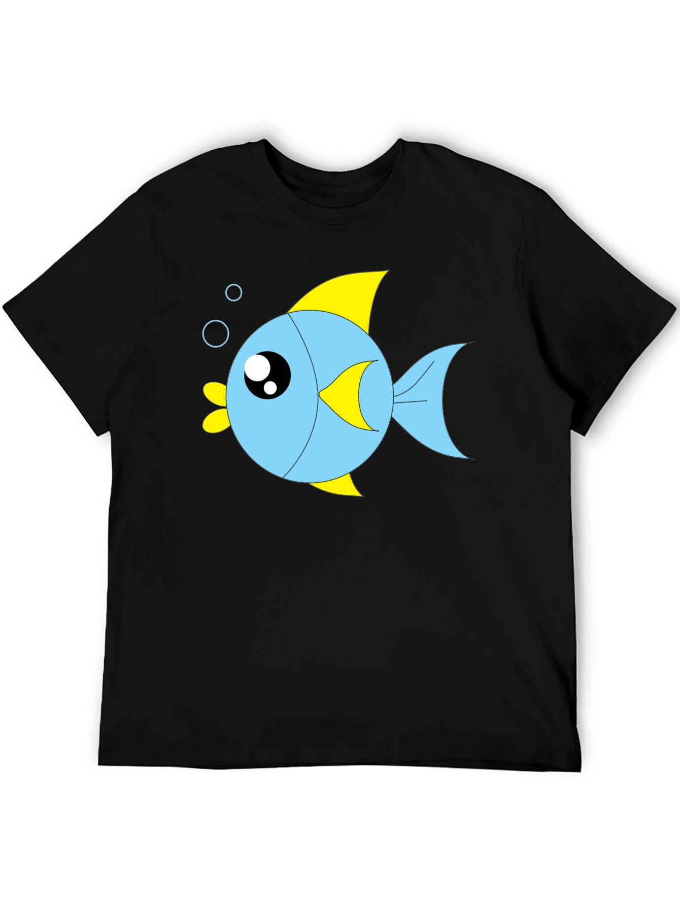 Cartoon Fish Graphic Black T-Shirt