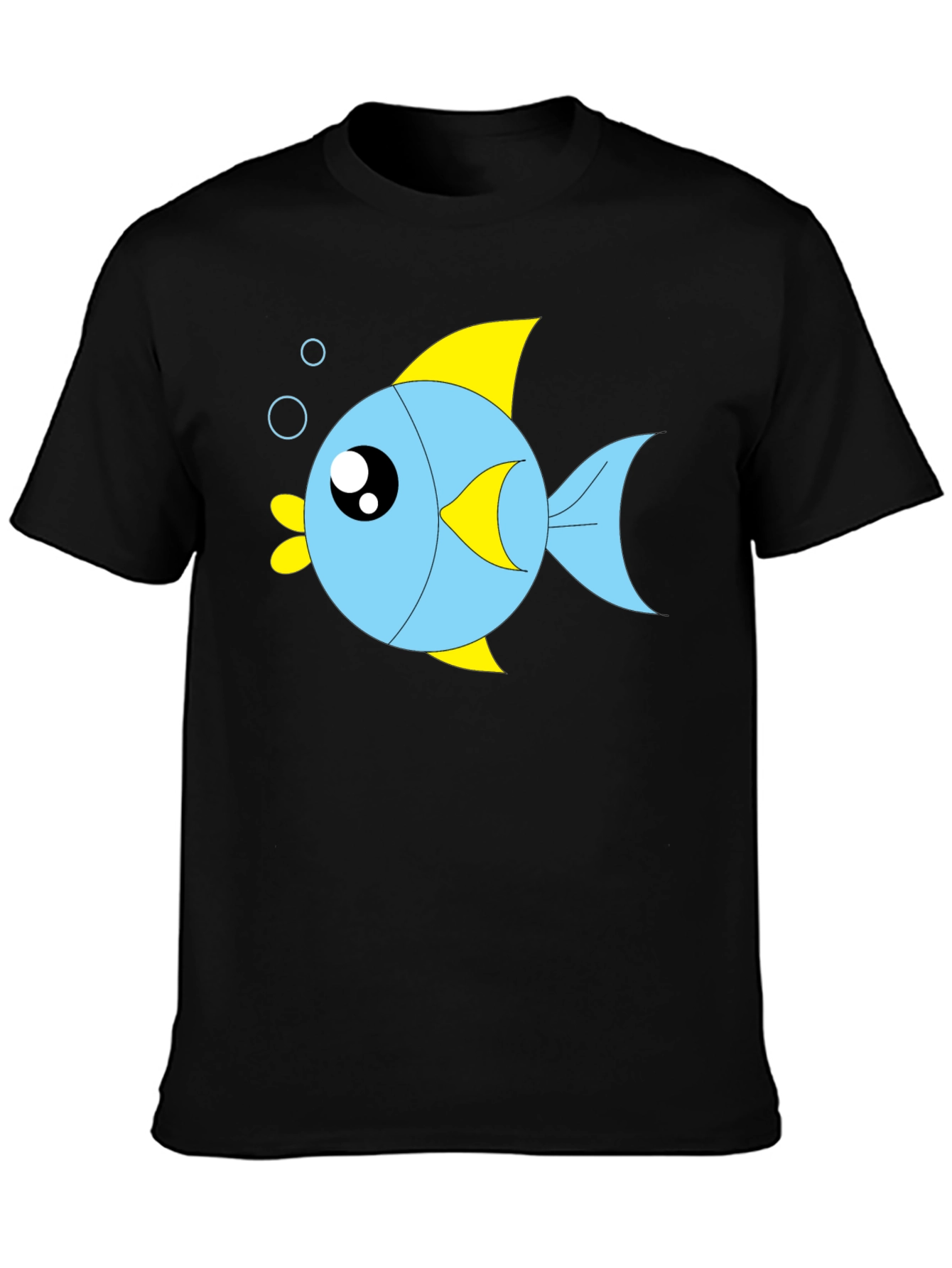 Cartoon Fish Graphic Black T-Shirt