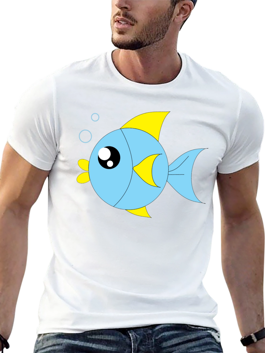 Cartoon Fish Graphic Black T-Shirt