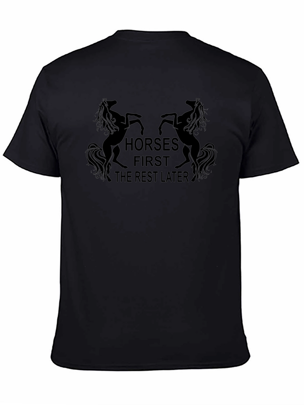 Horses First Mens Black Graphic Tee